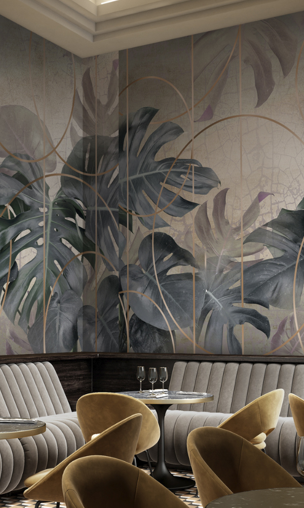 Green Bold Tropical Leaves Wall Art Mural M9968 - Vibrant Botanical Decor for Living Room, Bedroom & Office