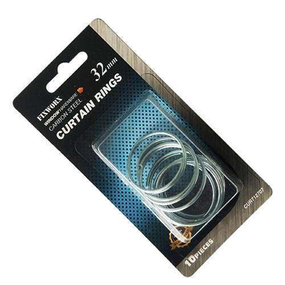 Fixworx 32mm Zinc Plated Curtain Rings - Pack of 10 - Durable Metal Hooks for Hanging Curtains, Drapes & Home Decor