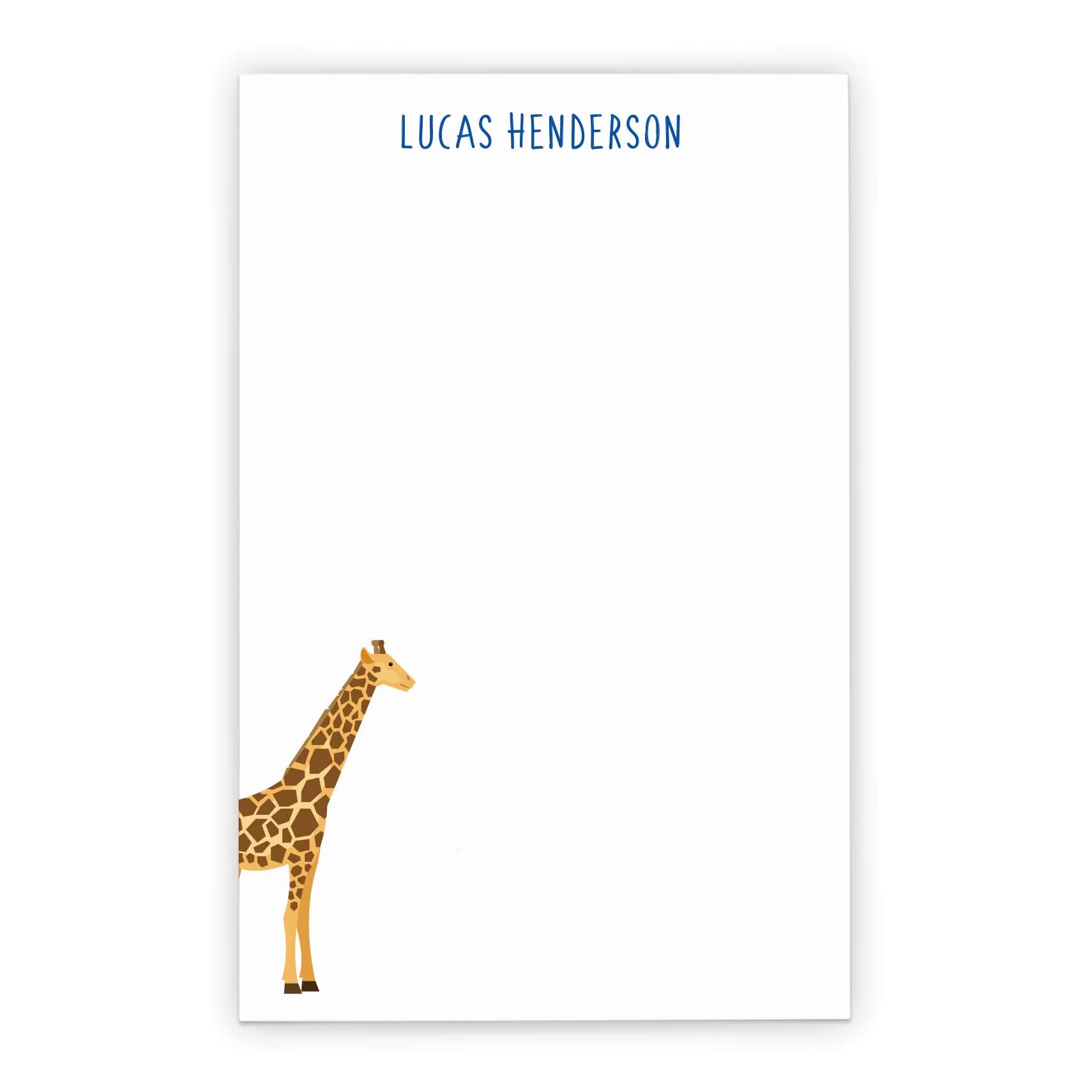 Personalized Giraffe Stationery Set for Kids - Safari Notepad & Envelopes - 5.5x8.5in - Perfect for School & Gifts