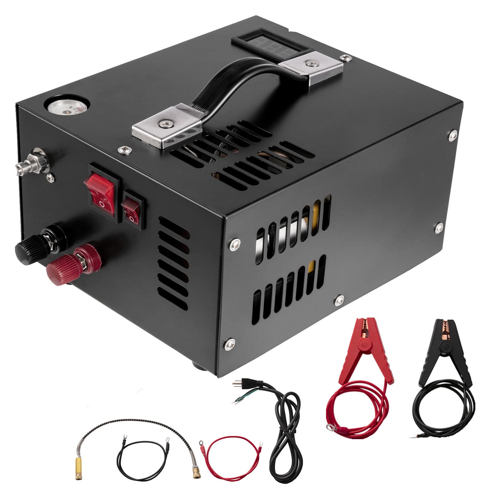 **HNCXHX 4500Psi 12V High Pressure Pump - 300Bar PCP Air Compressor for Airgun, Rifle & Pneumatic Tools - Portable Inflator for Tires, Sports Equipment & Outdoor Use**