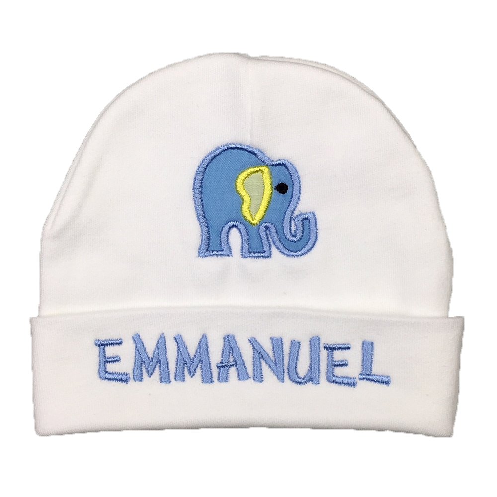 Personalized Baby Hat for Girls & Boys - Custom Elephant Appliqué Design - Soft & Comfortable Newborn Beanie - Perfect for Baby Showers, Photography & Everyday Outfits