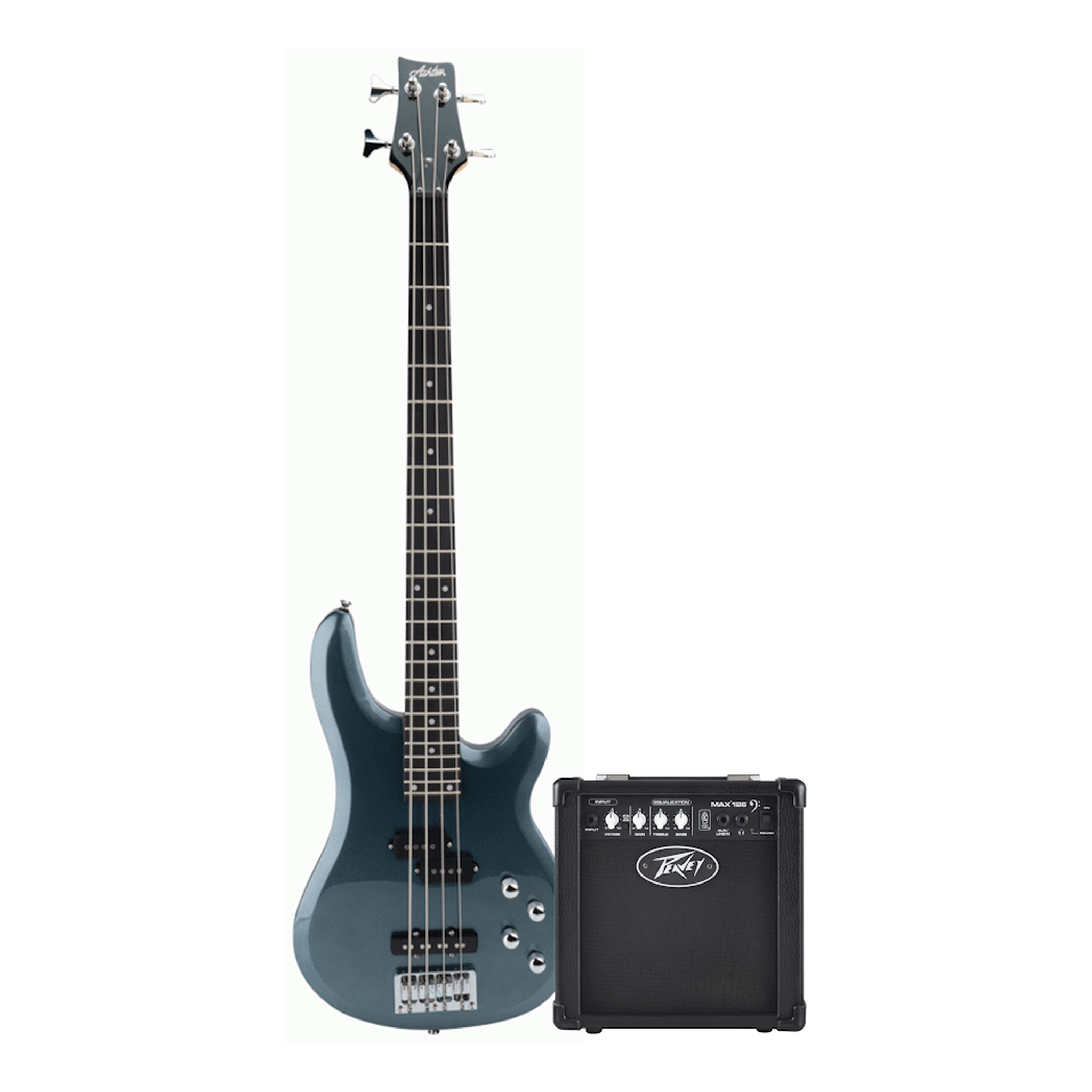 Ashton AB4DF Peavey Max126 Bass Guitar Pack - Premium Bass Guitar with Amp & Accessories for Beginners & Professionals - Perfect for Live Performances, Studio Recording & Practice Sessions