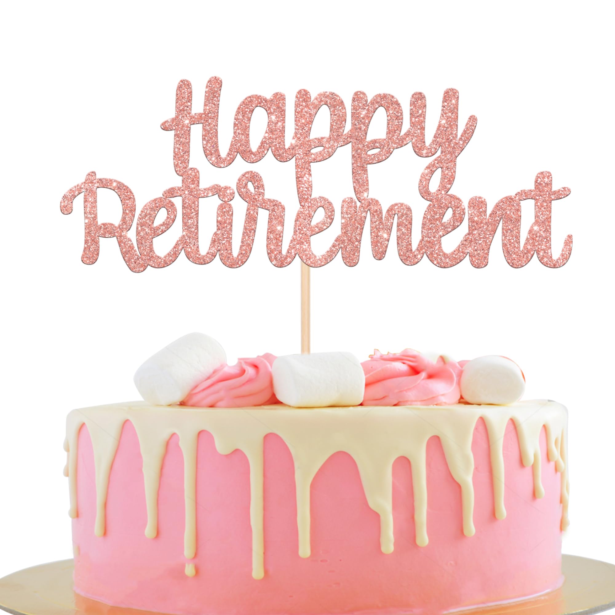 1 PCS Happy Retirement Cake Topper - Glitter Retired Cake Pick for Retirement Party Decorations (Rose Gold) | Perfect for Retirement Cakes, Birthday Celebrations & Farewell Parties