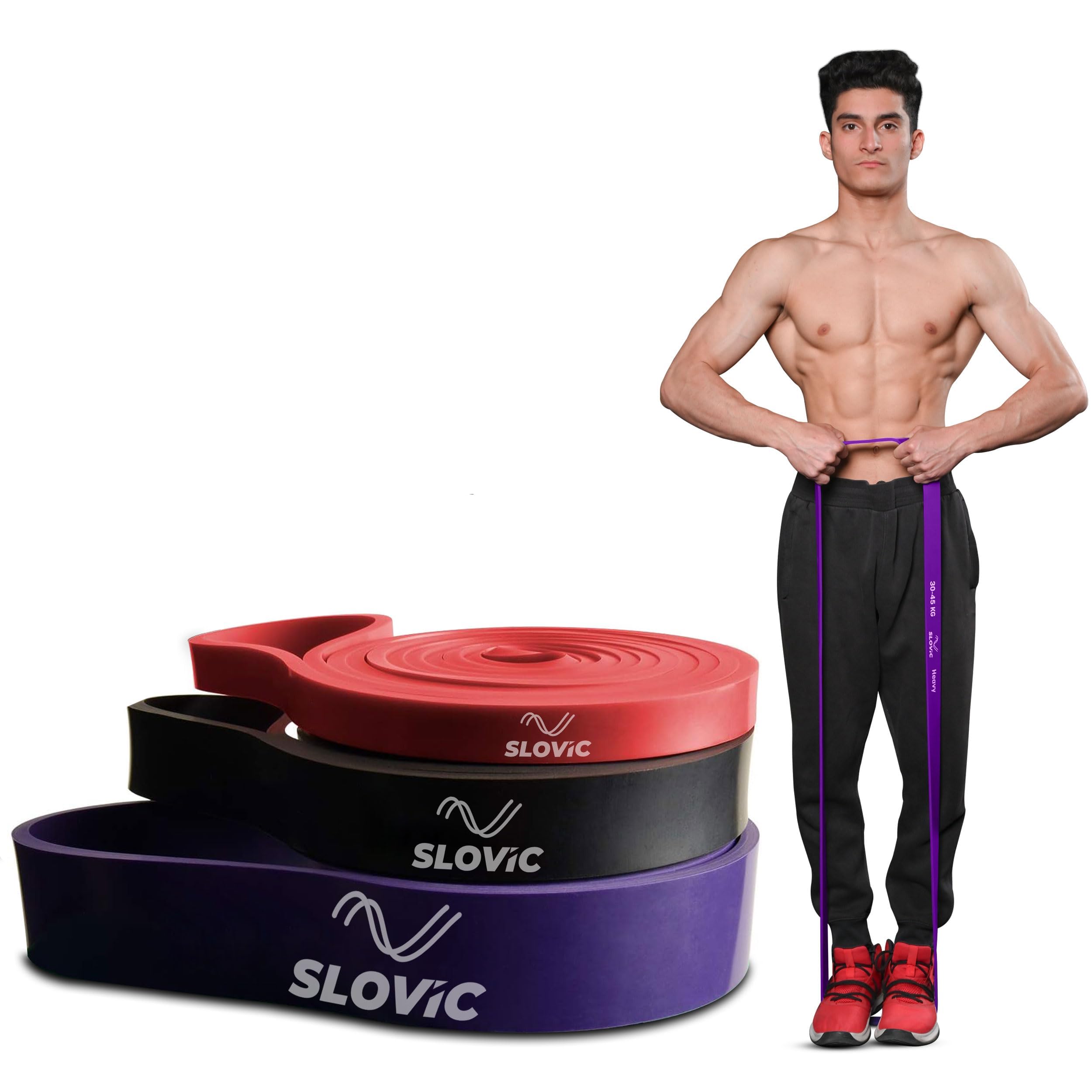 Slovic Resistance Bands Set for Home Workouts - Heavy Duty Exercise Bands for Men & Women - Pull Up Assist Bands, Stretching & Strength Training Bands - Perfect for Home Gym, Yoga, Physical Therapy & Fitness Training