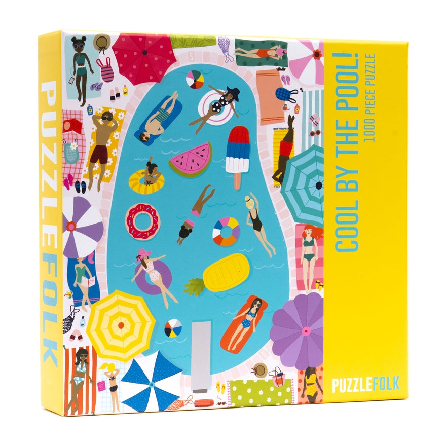 Cool By the Pool 1000 Piece Jigsaw Puzzle for Adults - Challenging Poolside Scene Puzzle for Family Game Night & Relaxation