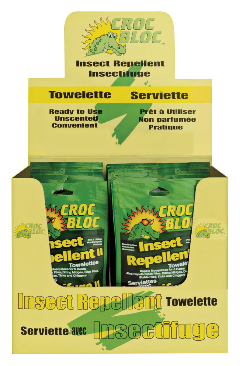 DEET Insect Repellent Wipes - 28.5% CROC BLOC Mosquito Repellent Towelettes (50 Count) for Outdoor Camping, Hiking & Travel Protection