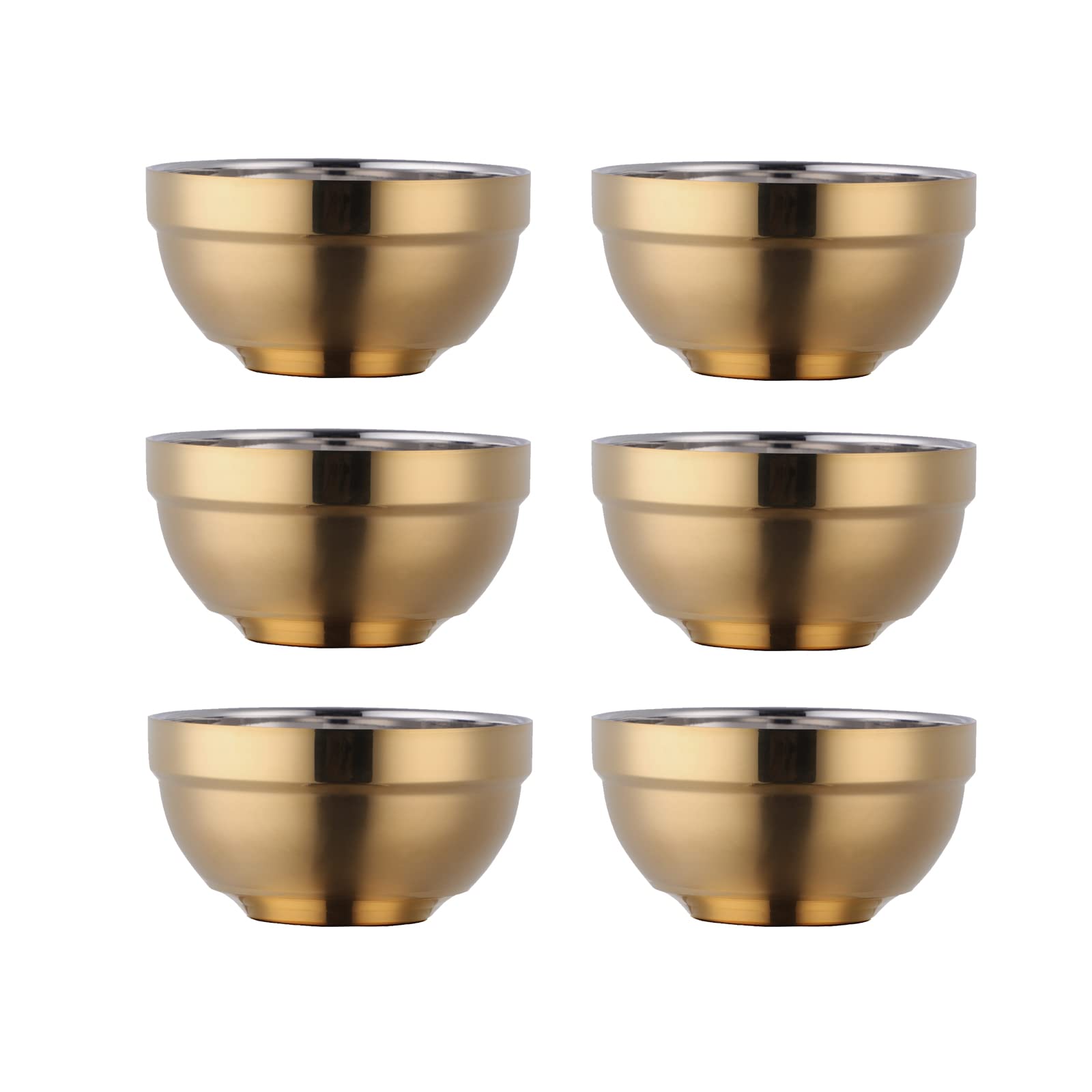 TUPMFG 6-Pack 17oz Stainless Steel Double Wall Insulated Bowls - Unbreakable Cereal & Soup Bowls, Dishwasher Safe for Home Kitchen, Kids & Outdoor Use (Gold)
