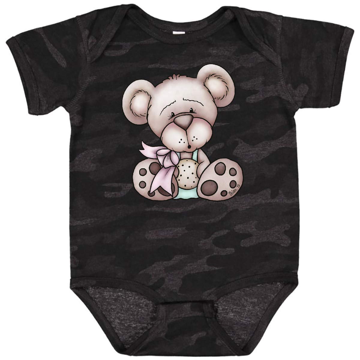 Inktastic Cute Teddy Bear with Cookie Print Baby Bodysuit - Soft Cotton Onesie for Newborns & Infants - Perfect for Playdates, Photo Shoots & Everyday Wear