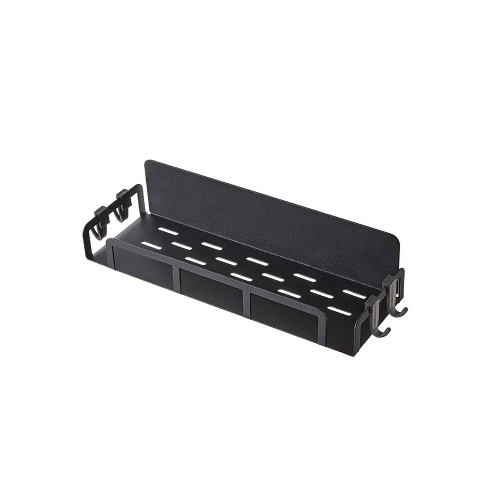 KKJJ Black Wrought Iron Shelf with Hooks - Magnetic Refrigerator Organizer for Kitchen Spice Storage | Perfect for Pantry, Fridge Door & Small Space Organization