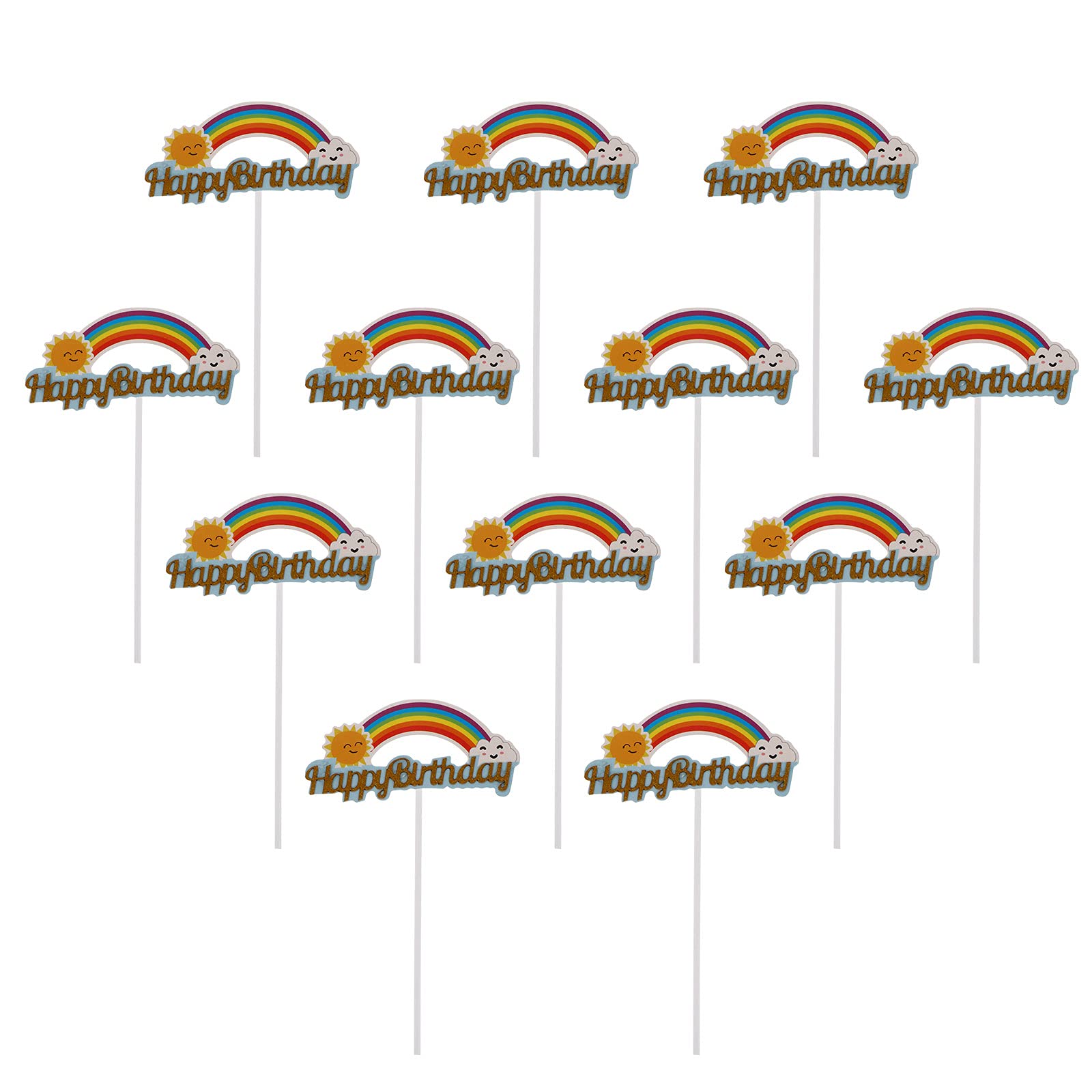 PartyKingdom Mini Birthday Cake Toppers - 24pcs Creative Paper Cake Picks Decorations for Birthday Parties, Baby Showers & Wedding Celebrations