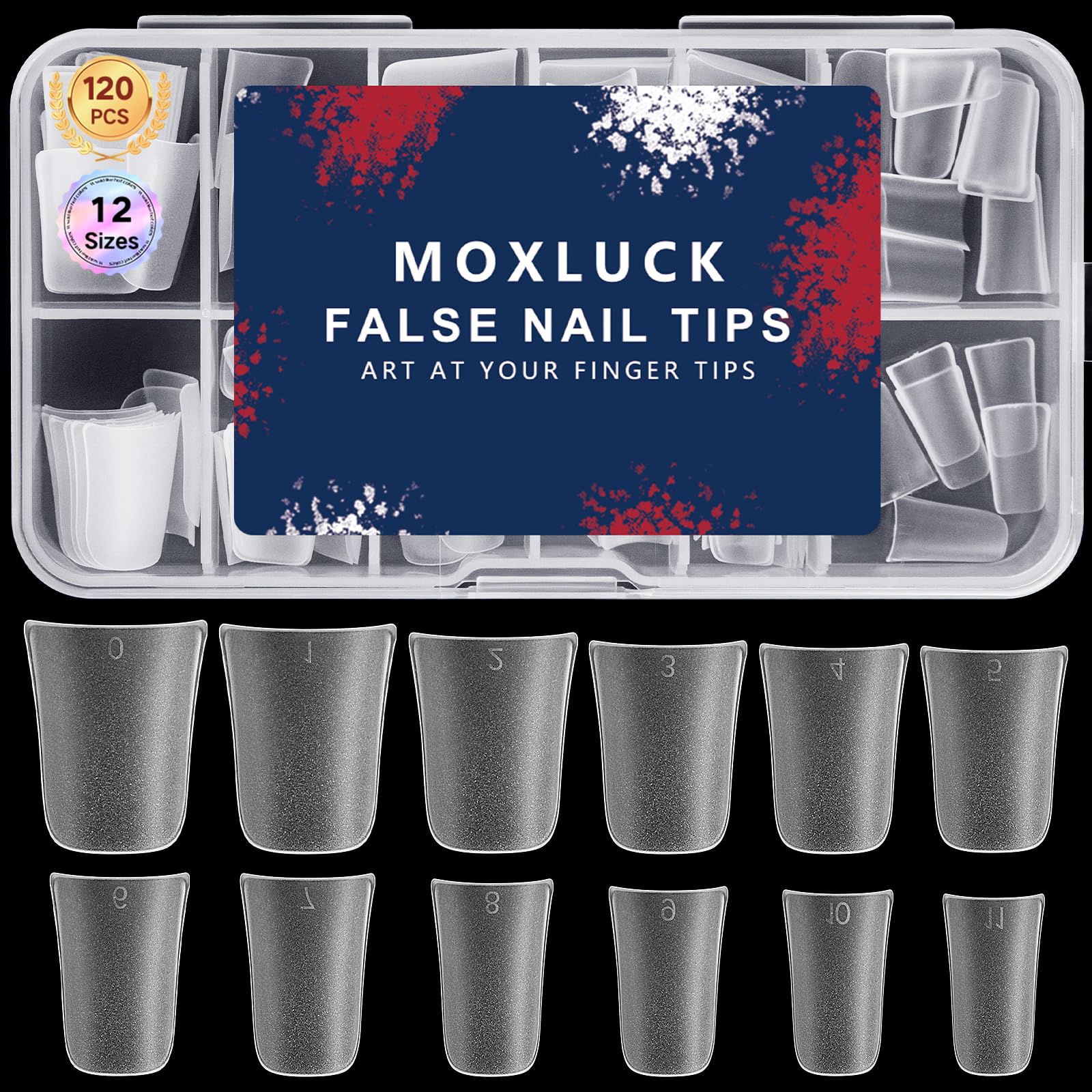 Duck Nail Tips Full Cover - 120Pcs Curved Acrylic False Nails for Extensions | Wide Short French Fake Nails DIY Kit with 12 Sizes | Perfect for Home Manicures, Salon Nail Art & Professional Nail Extensions