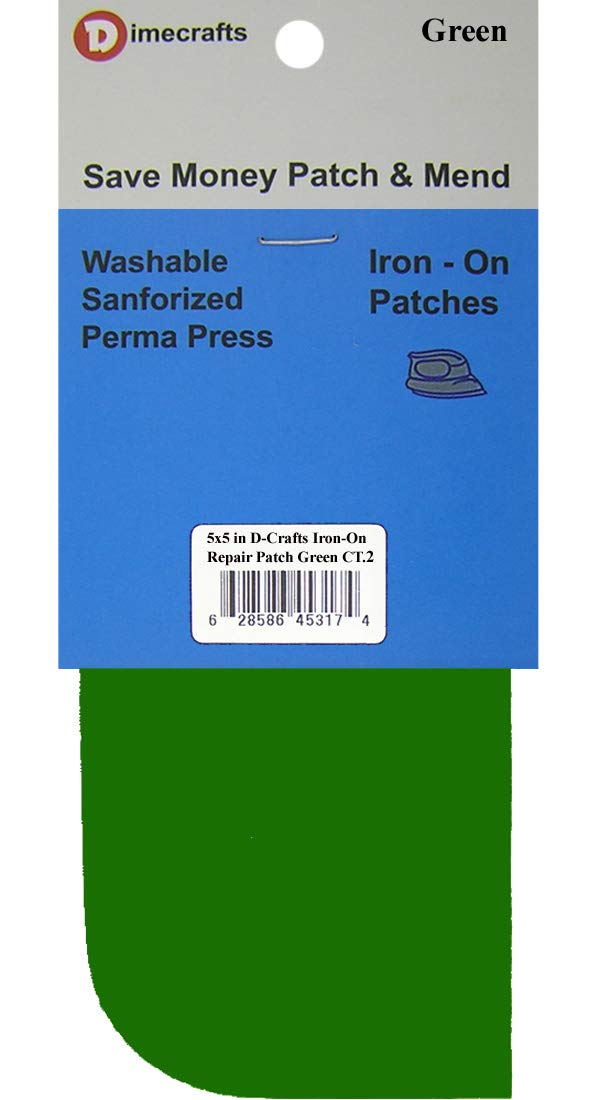 Bondex Iron-On 2 Repair Patches - Green Fabric Patches for Jeans, Jackets & Clothing Repairs | Durable Denim & Workwear Reinforcement
