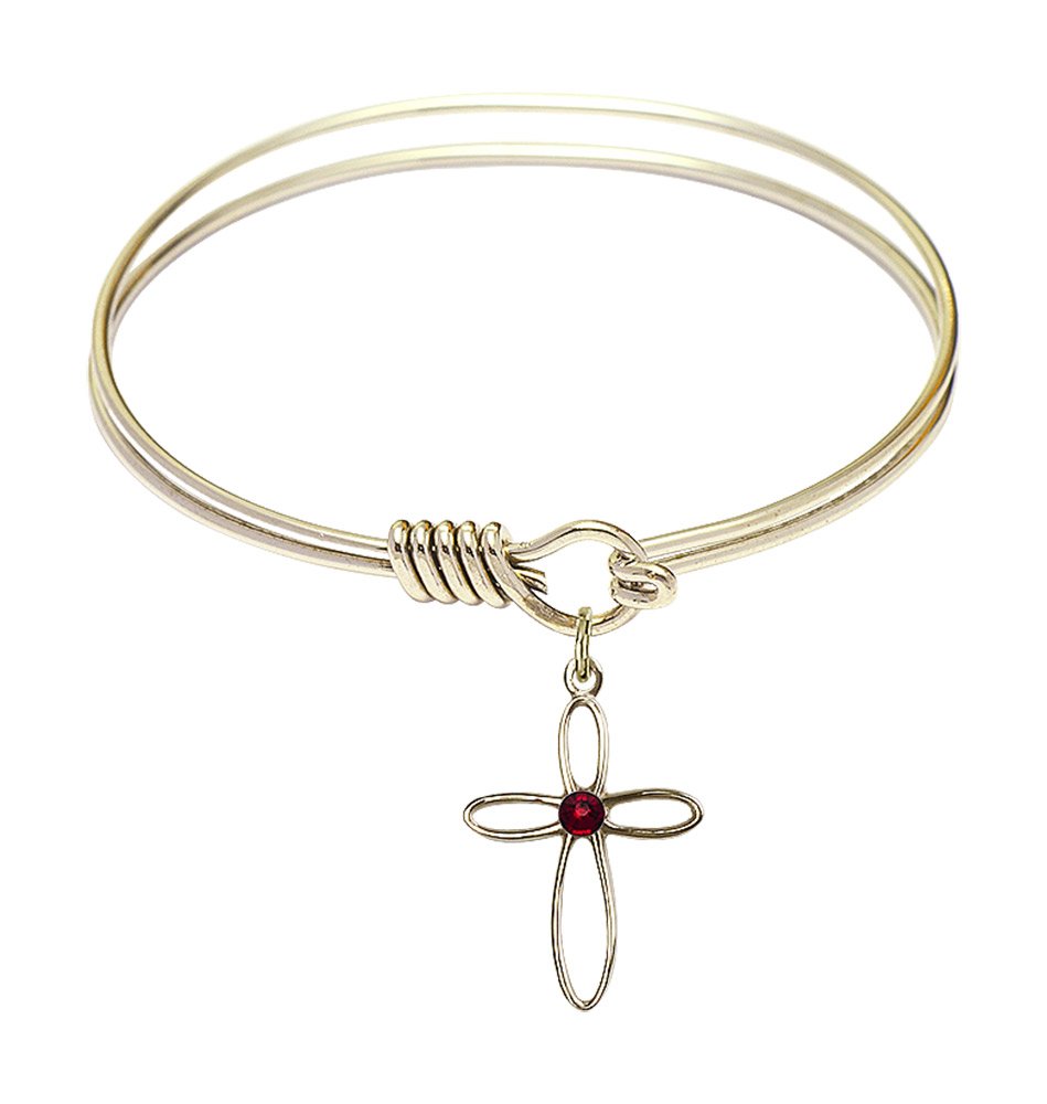 F A Dumont 6.25 Inch Round Eye Hook Bangle Bracelet with Loop Cross Charm - Elegant Jewelry for Women, Perfect for Everyday Wear, Parties & Gifts
