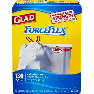 **Glad ForceFlex 13 Gallon Tall Kitchen Drawstring Trash Bags - 520 Count (4 Wholesale Lots) - Heavy Duty, Leak Proof for Home, Office & Outdoor Use**