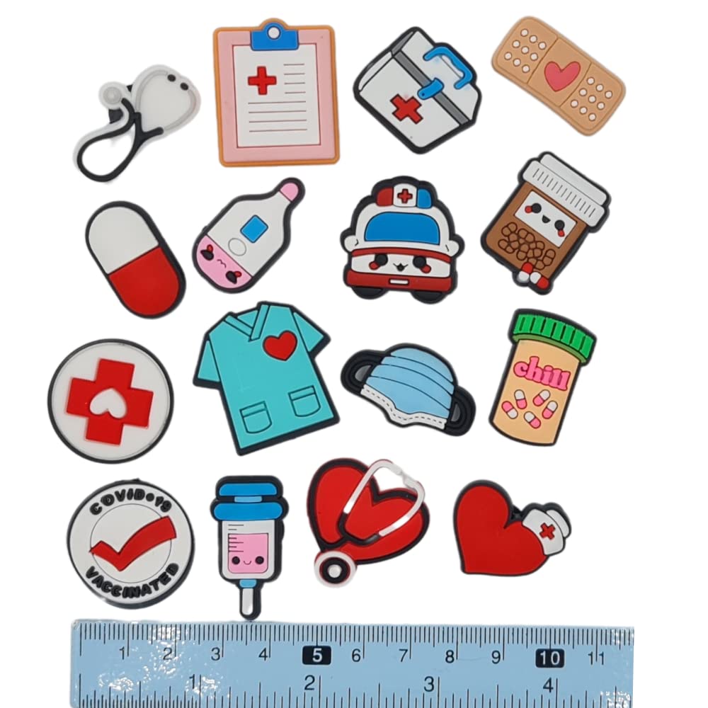16Pcs Medical Shoe Charms for Nurses & Doctors - Cute Shoe Decorations for Healthcare Workers - Perfect for Hospitals, Clinics & Nursing Shoes