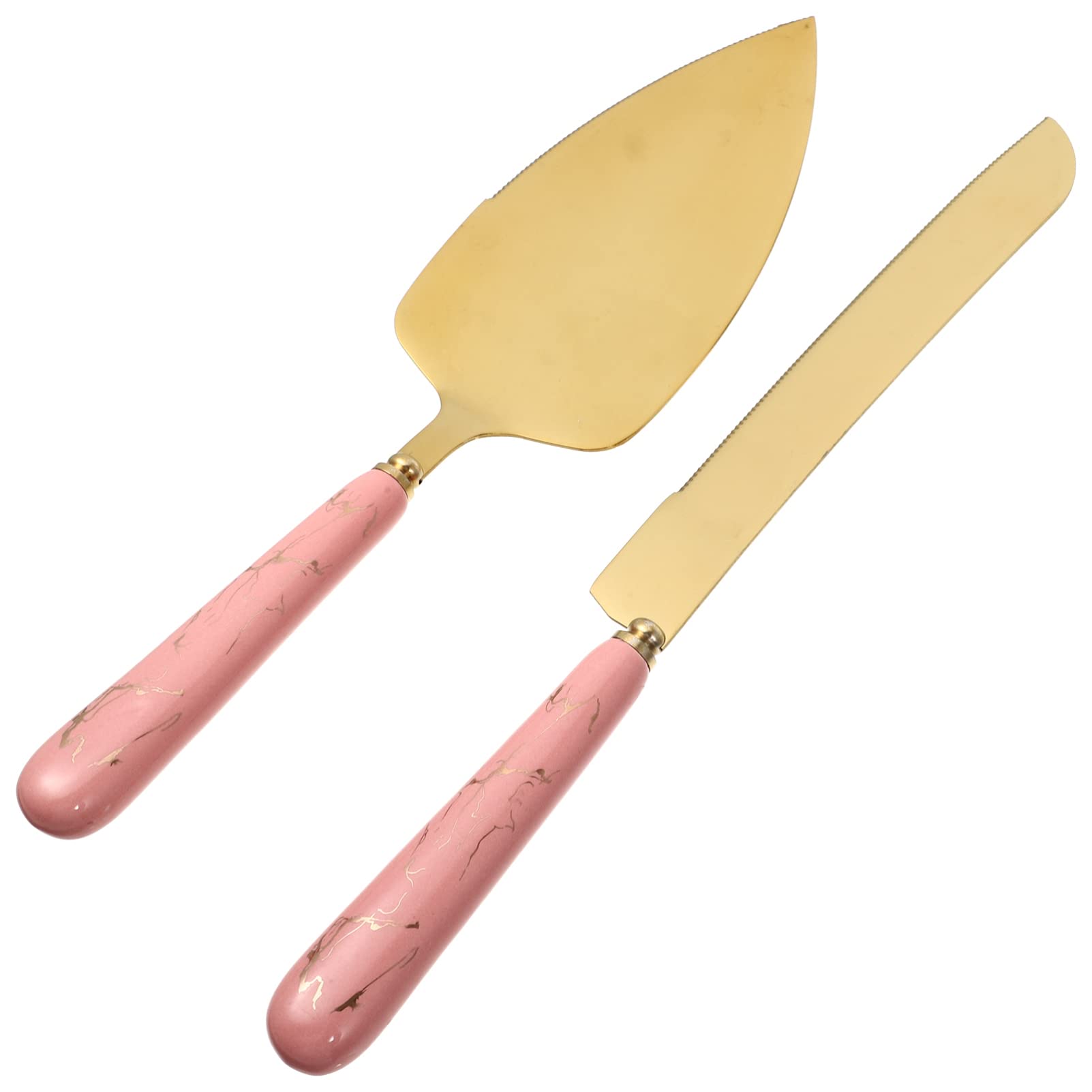 Angoily 1 Set Cake Cutter and Spatula - Stainless Steel Baking Tools for Cake, Pastry, Pizza, Pie - Includes Cake Knife Server - Perfect for Birthday Parties, Wedding Cakes, and Home Baking (Pink)