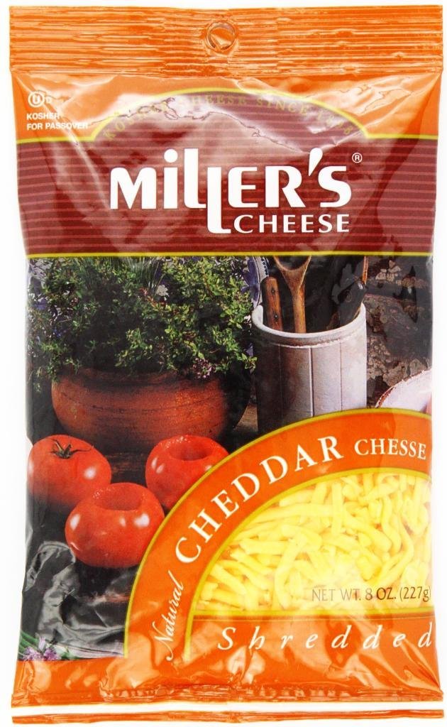 Miller's Premium Cheddar Cheese Shredded - 8 oz Pack | Great for Tacos, Pasta & Sandwiches | High-Quality Dairy Product