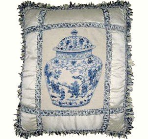 Blues and Silver 17x18 Inch Needlepoint Pillow - Elegant Home Decor for Living Room, Bedroom & Sofa