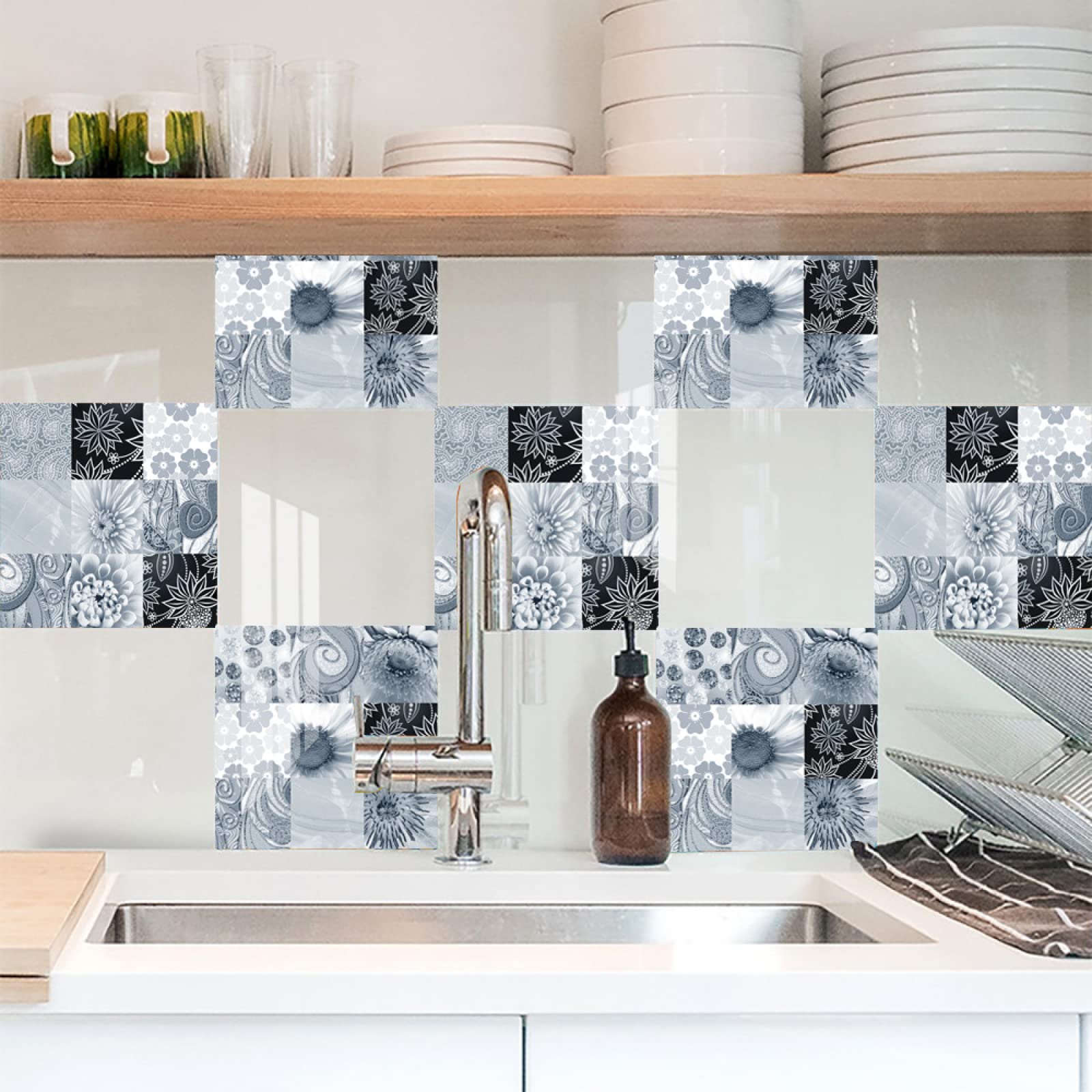 European Style Peel and Stick Tile Stickers - 10cm x 10cm Self-Adhesive Waterproof Wall Decals for Kitchen, Bathroom, Stairs Renovation (10PCS) - Perfect for Home Improvement, Backsplash, and DIY Decor Projects