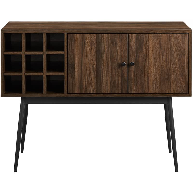 Pemberly Row 42-Inch 2-Door Home Bar Cabinet with Bottle Storage - Dark Walnut Buffet Sideboard for Dining Room, Living Room & Entertaining