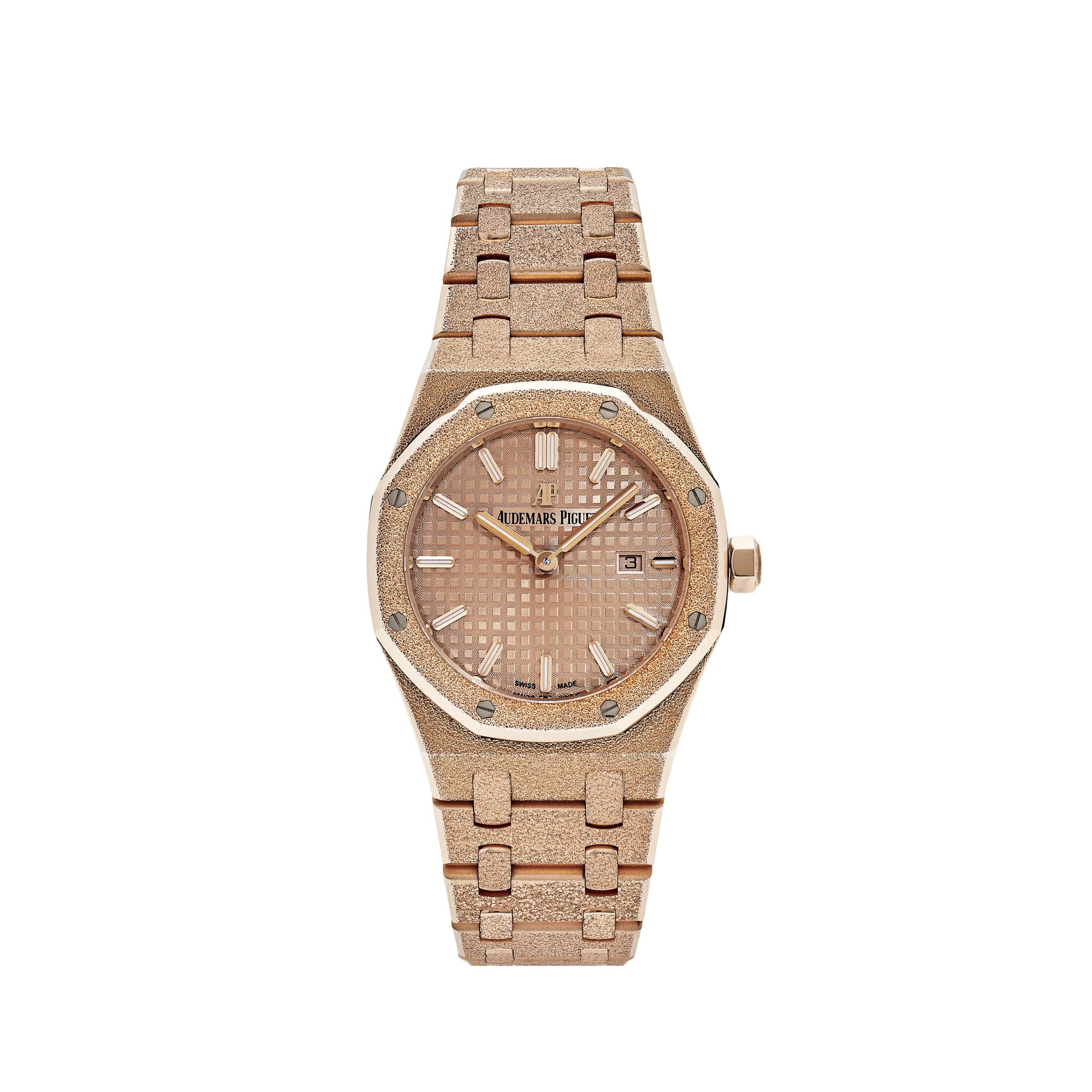 Audemars Piguet Royal Oak 67653OR.GG.1263OR.02 Ladies Quartz Watch - 18K Rose Gold Frosted Case & Bracelet - Luxury Women's Wristwatch for Gifts, Parties & Special Occasions