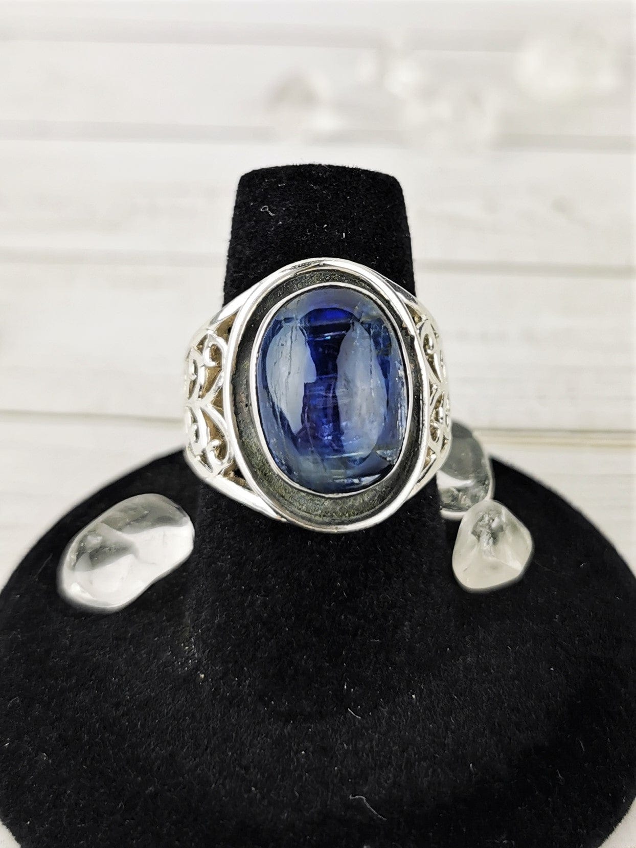 Blue Kyanite Ring for Women - Size 6.75 Sterling Silver Healing Crystal Jewelry - Perfect for Meditation, Energy Healing & Spiritual Gifts