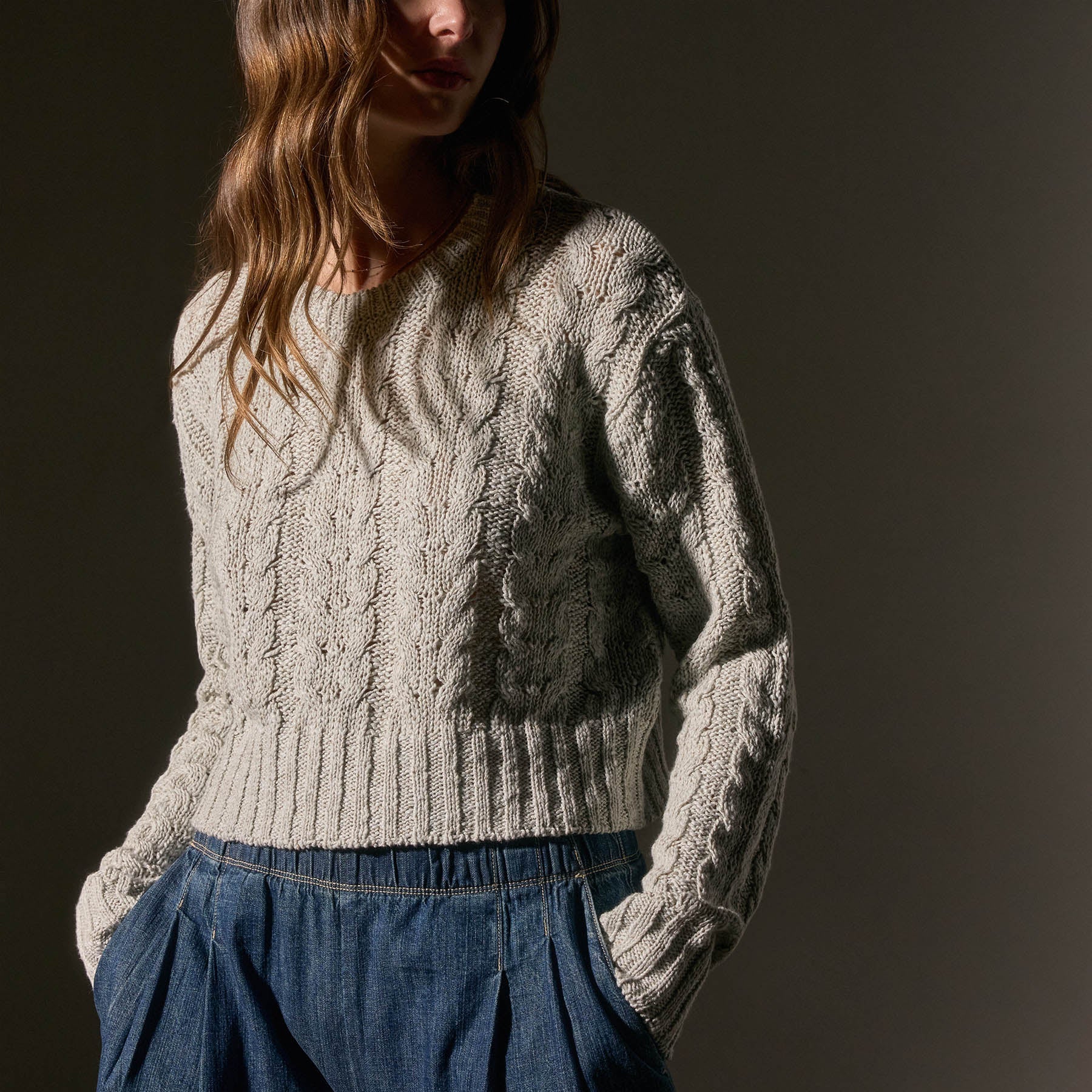 Chunky Cable Knit Sweater for Women - Soft Cotton Linen Blend - Cozy Winter Pullover - Perfect for Casual Outfits & Cold Weather Layering