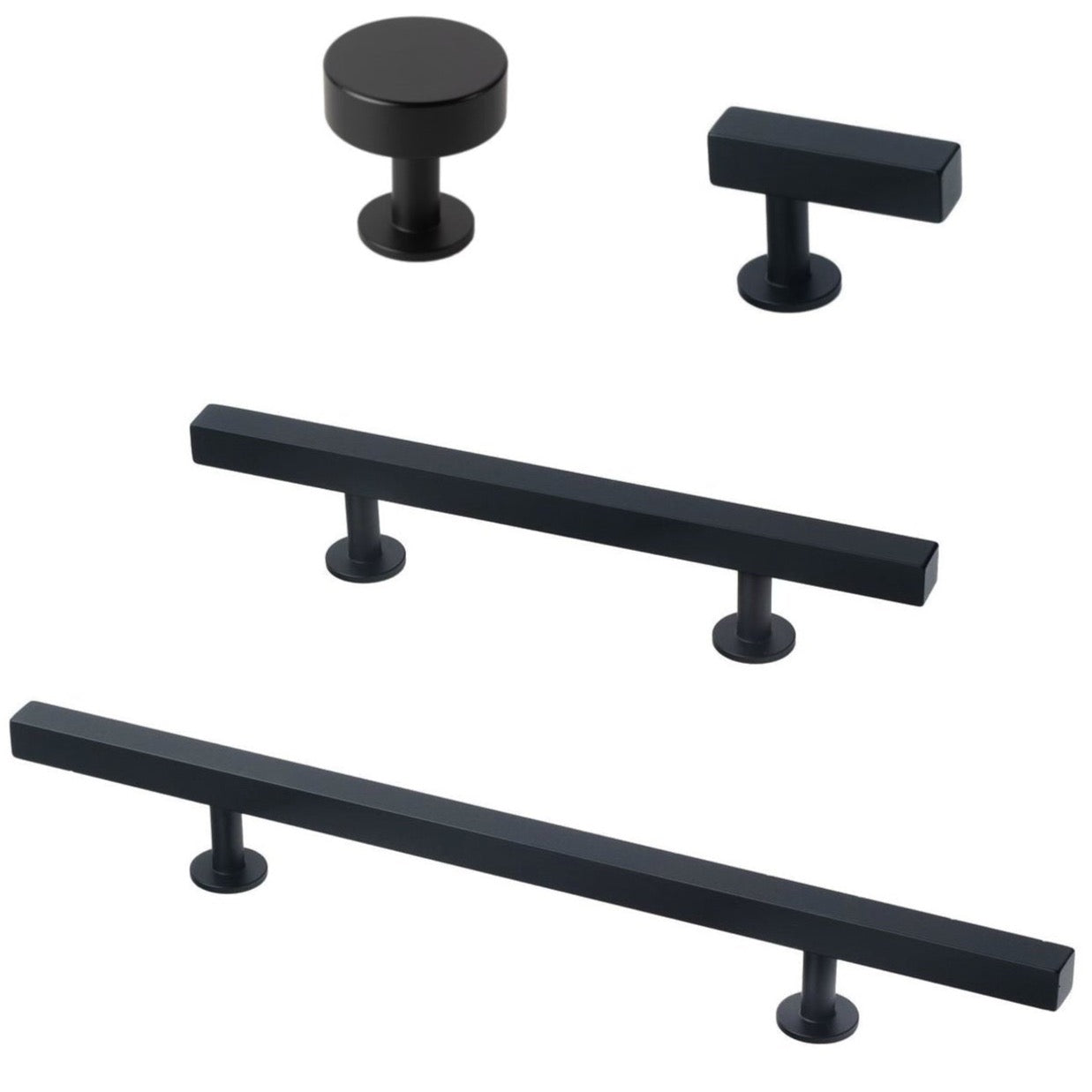 Matte Black Square Cabinet Knobs and Handles by Lew's - Modern Hardware for Kitchen, Bathroom & Furniture (Set of 10) - Perfect for Drawers, Cabinets, and DIY Home Decor Projects