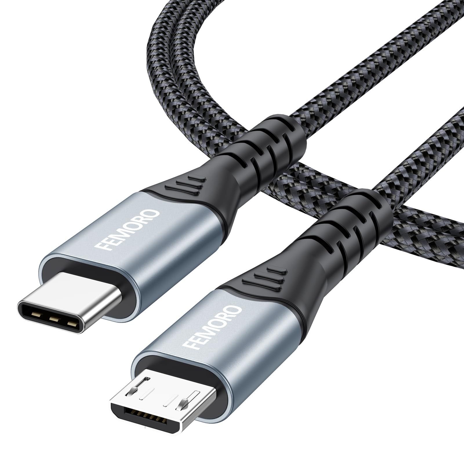 FEMORO USB C to Micro USB Cable 3Ft - High Speed 480Mbps Data Transfer & 12W Fast Charging OTG Cord - Compatible with Android Phones, Kindle, PS4, Xbox One - Perfect for Gaming, Charging & File Transfer