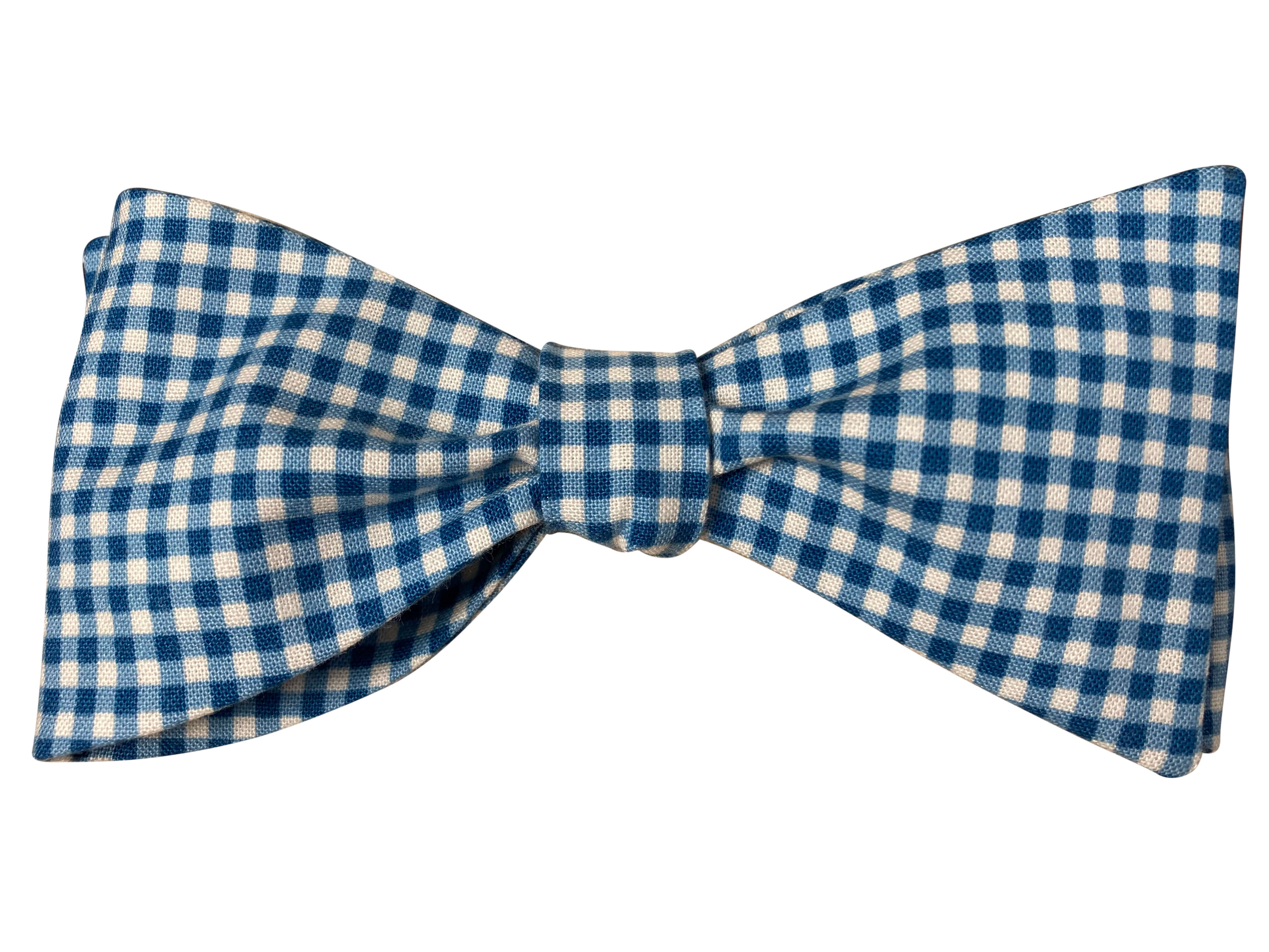 Blue Gingham Bow Tie for Men - Classic Cotton Pre-Tied Necktie for Weddings, Parties & Formal Events