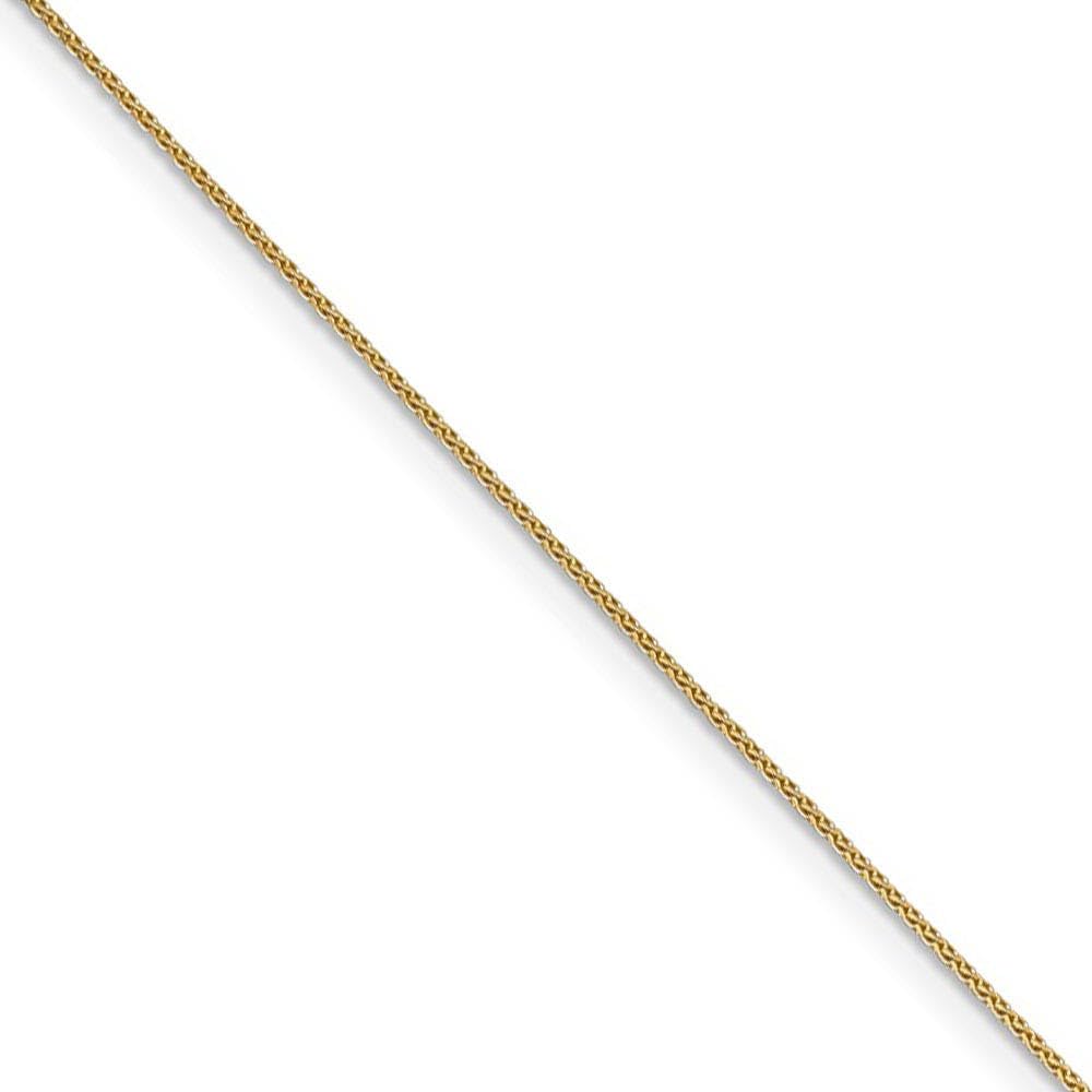 14k Yellow Gold Black Bow 0.65mm Diamond Cut Spiga Chain Necklace for Elegant Evening Wear