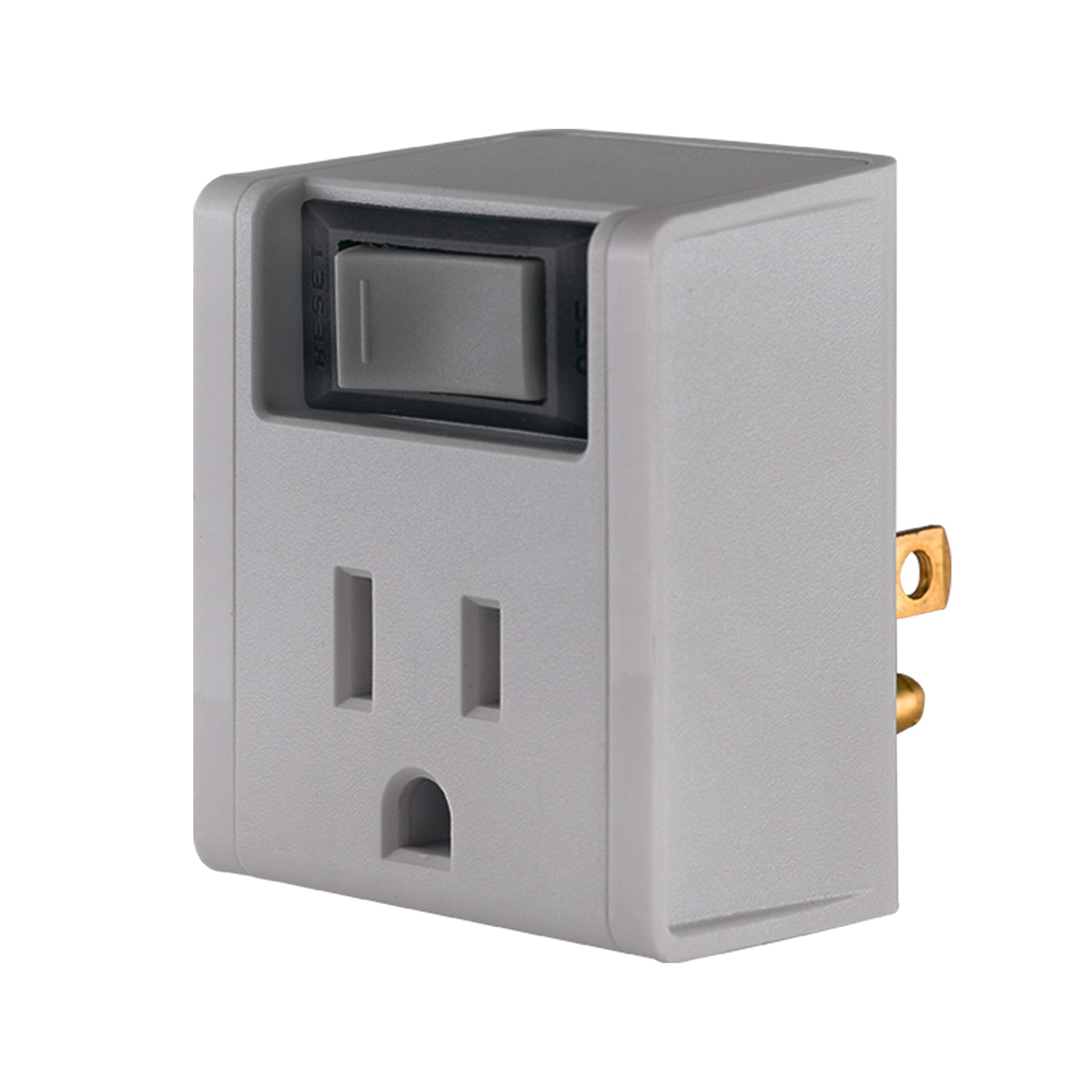 Philips Grounded Outlet Extender with On/Off Switch & Circuit Breaker - 3 Prong Space-Saving Design for Indoor Lights, Small Appliances, Home Office & Kitchen Use - Easy Install Gray SPP1129GR/37