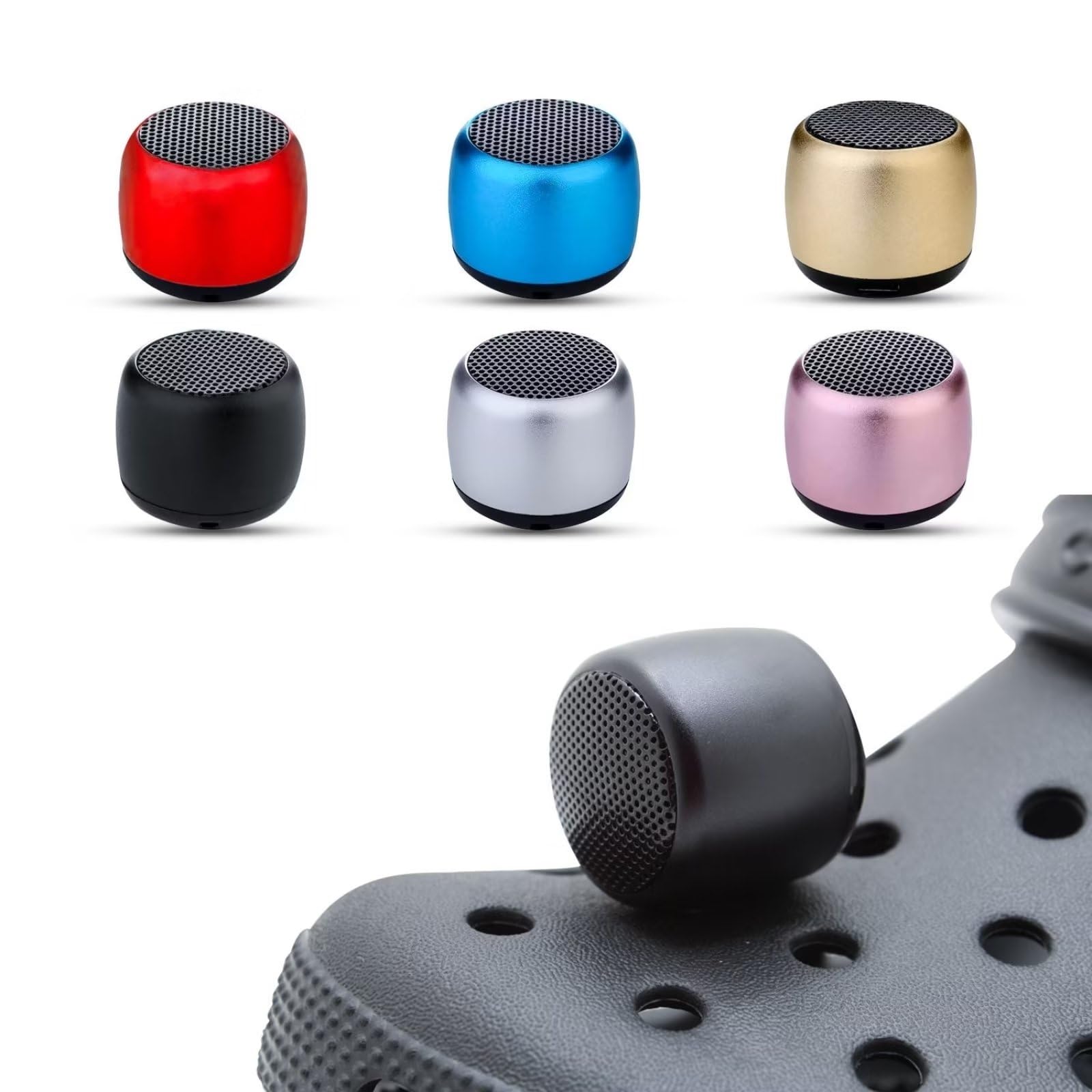 Bluetooth Mini Speaker for Crocs - Portable Waterproof Shoe Charm Speaker with Clip, Halloween Gift (Black) - Perfect for Outdoor Activities, Parties & Crocs Decorations