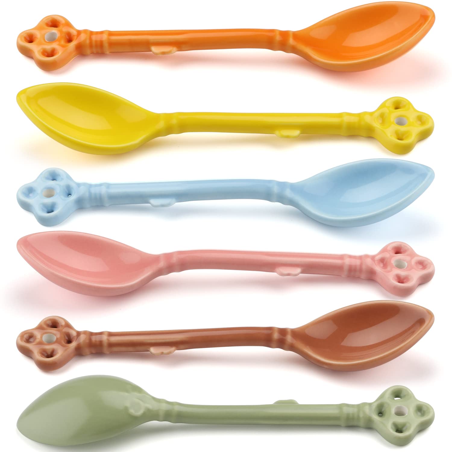 Premium Ceramic Espresso Spoons Set of 6 - Small Coffee & Demitasse Spoons for Coffee, Dessert, Tea, Ice Cream - Perfect for Home, Cafe & Restaurant Use