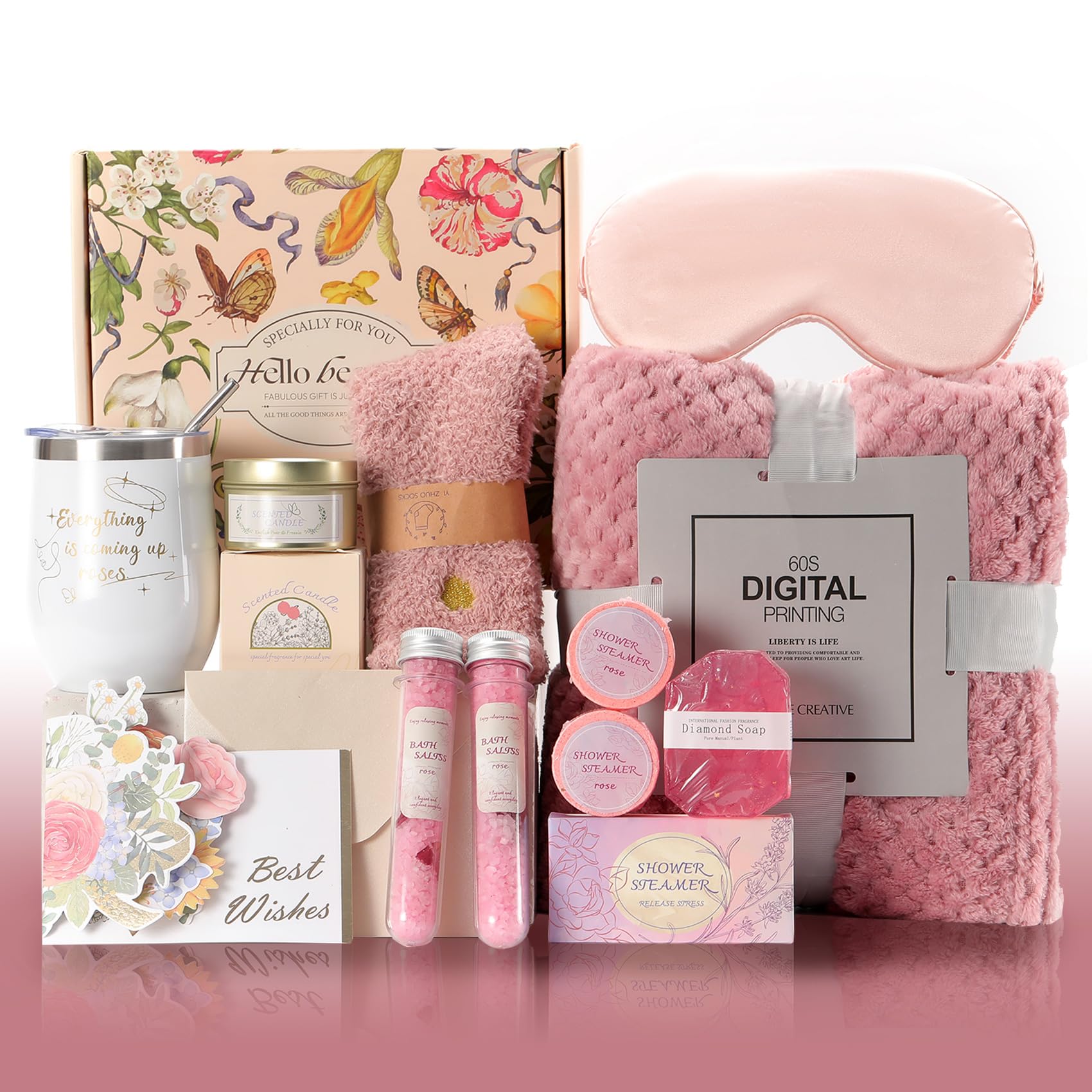 Valentine's Day & Birthday Gift Set for Women - Luxury Spa Basket with Relaxation Essentials - Perfect Gift for Girlfriend, Wife, Mother, Sister or Daughter - Ideal for Self-Care, Get Well Soon & Special Occasions