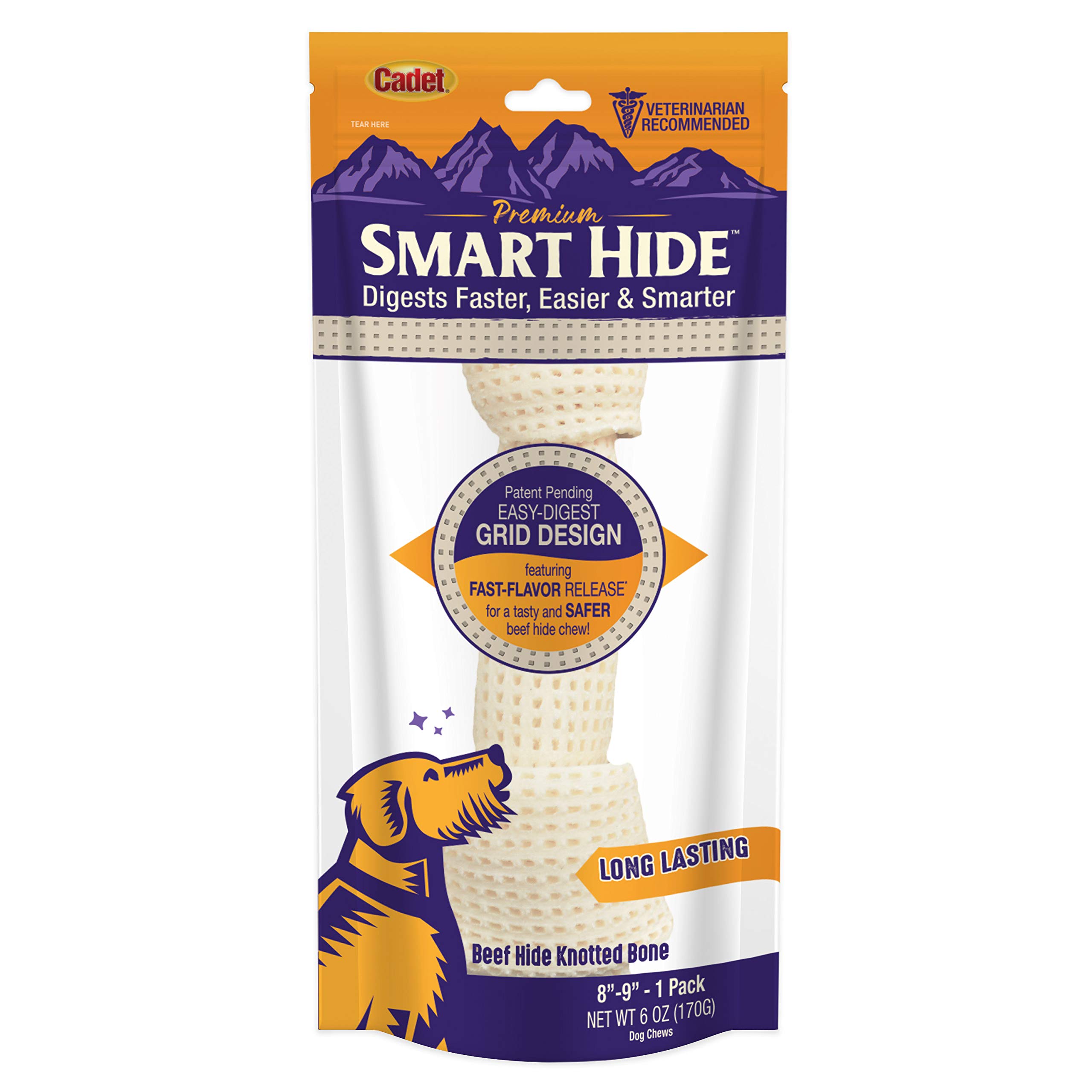 Premium Cadet Smart Hide Easily Digestible Rawhide Knotted Bone Chew Toy for Dogs - Safe & Long-Lasting Dental Treat for Puppies & Adult Dogs - Perfect for Teething, Training, and Anxiety Relief