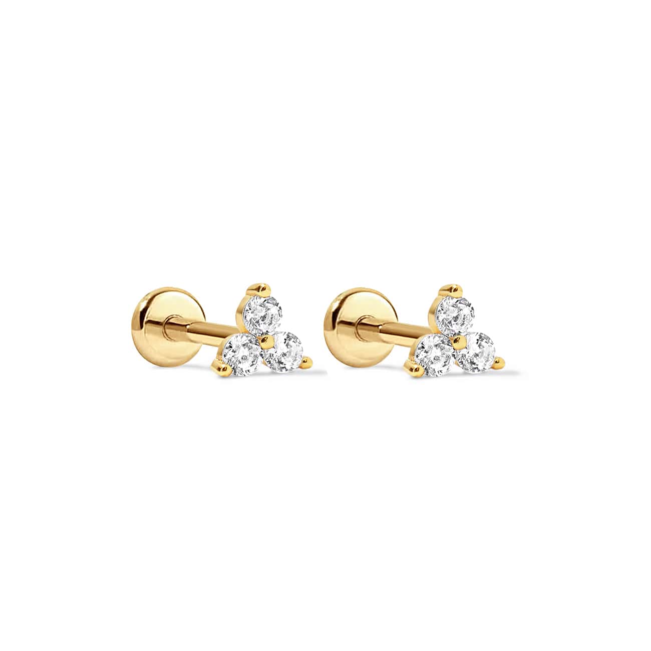 Clover Pavé Flat Back Studs - Elegant Earrings for Women, Perfect for Parties, Weddings & Everyday Wear