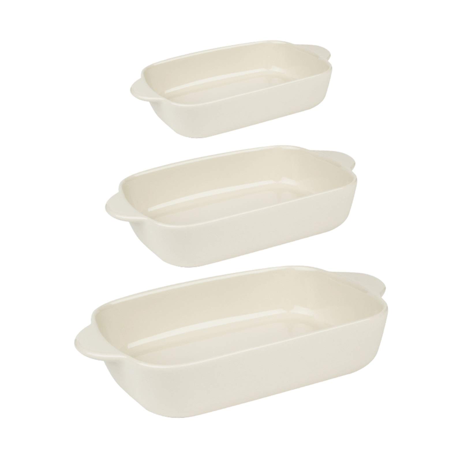 Premium 3-Piece Ceramic Baking Dish Set - Large Rectangular Bakeware with Handles for Lasagna, Casseroles & Cakes | Oven-Safe Kitchen Essentials for Dinner Parties, Banquets & Everyday Cooking