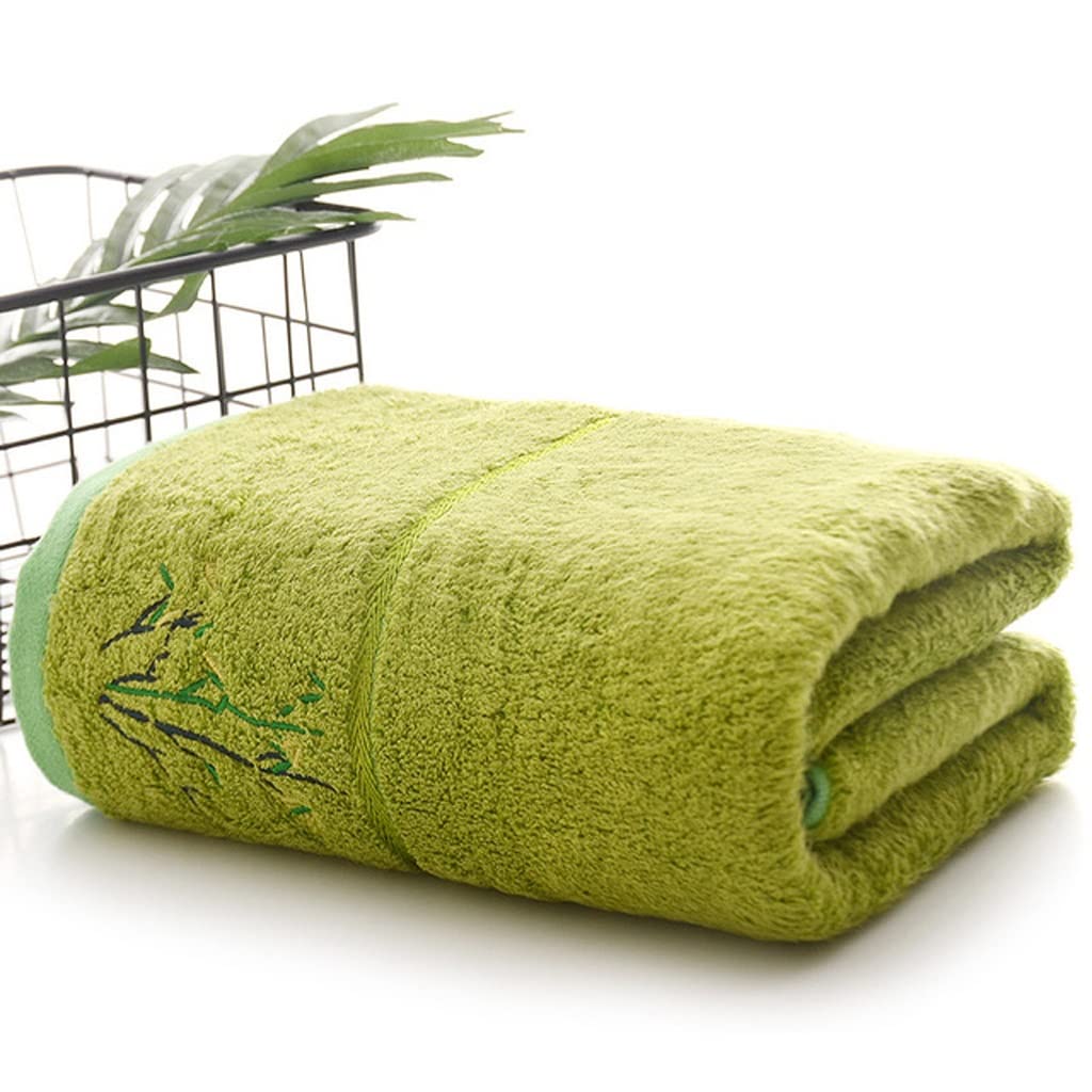 2-Pack Premium Fiber Bath Towels Set - Ultra Soft & Highly Absorbent Embroidered Hand Towels for Bathroom, Spa & Gym (70x140cm, Green) - Perfect for Showers, Beach & Travel