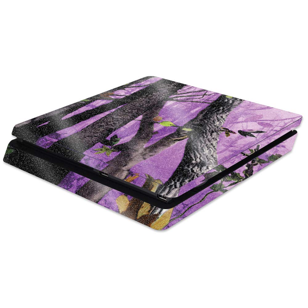 MightySkins Glossy Glitter Skin Cover for Sony PS4 Slim Console - Purple Tree Camo | Protective & Durable High-Gloss Finish | Easy to Apply & Remove | Made in USA | Perfect for Gaming Setups & Personalization