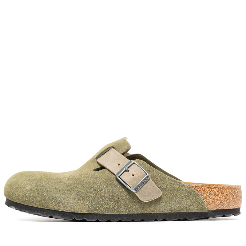 Birkenstock Boston Suede Oiled Leather Clogs in Thyme - Comfortable Unisex Slip-On Shoes for Home, Office & Outdoor Wear