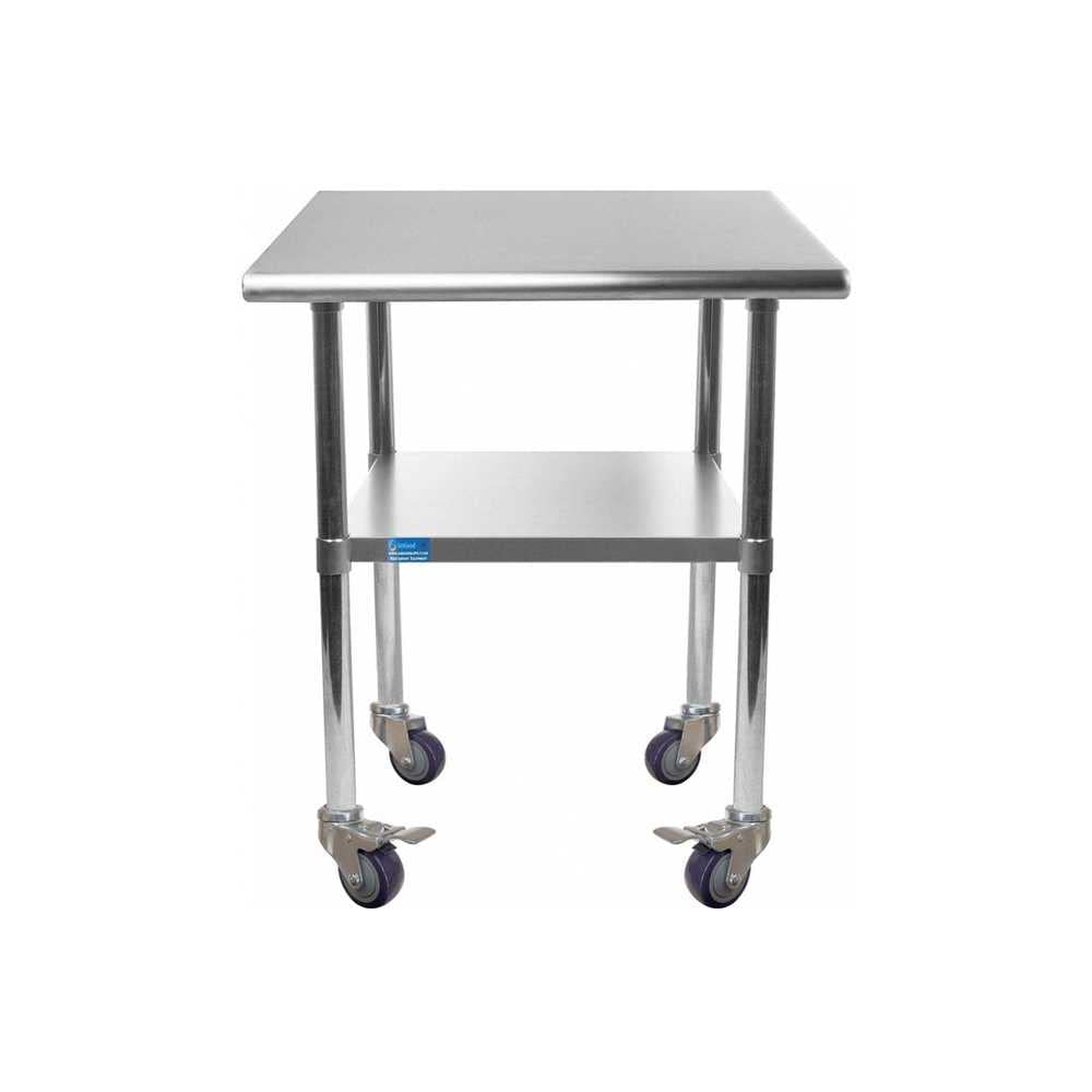 AmGood Stainless Steel Work Table with Wheels - Heavy Duty Metal Utility Table with Casters, 12
