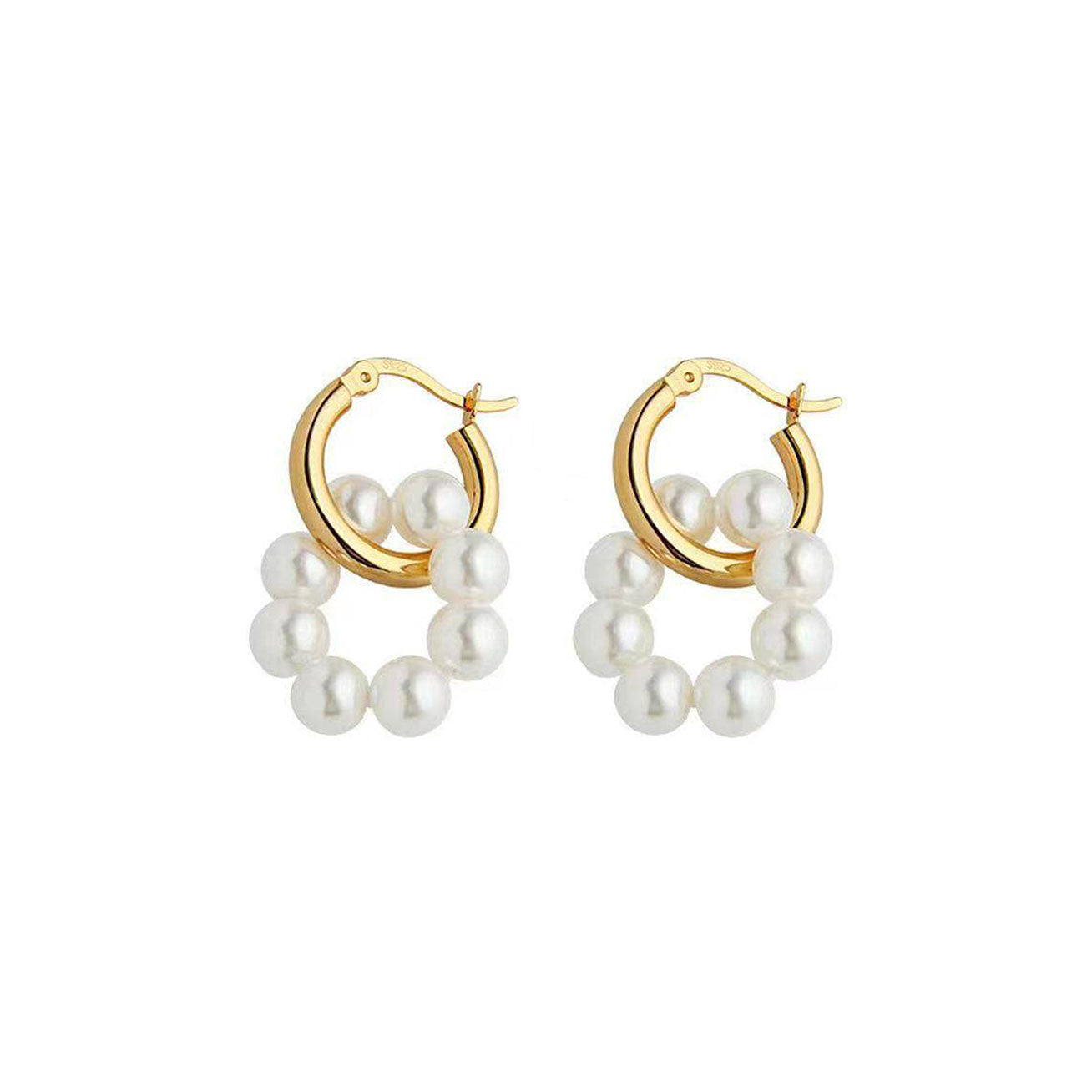 18K Solid Gold New Yorker Freshwater Pearl Earrings KE00034 - Elegant Pearl Jewelry for Women, Perfect for Weddings, Parties & Special Occasions