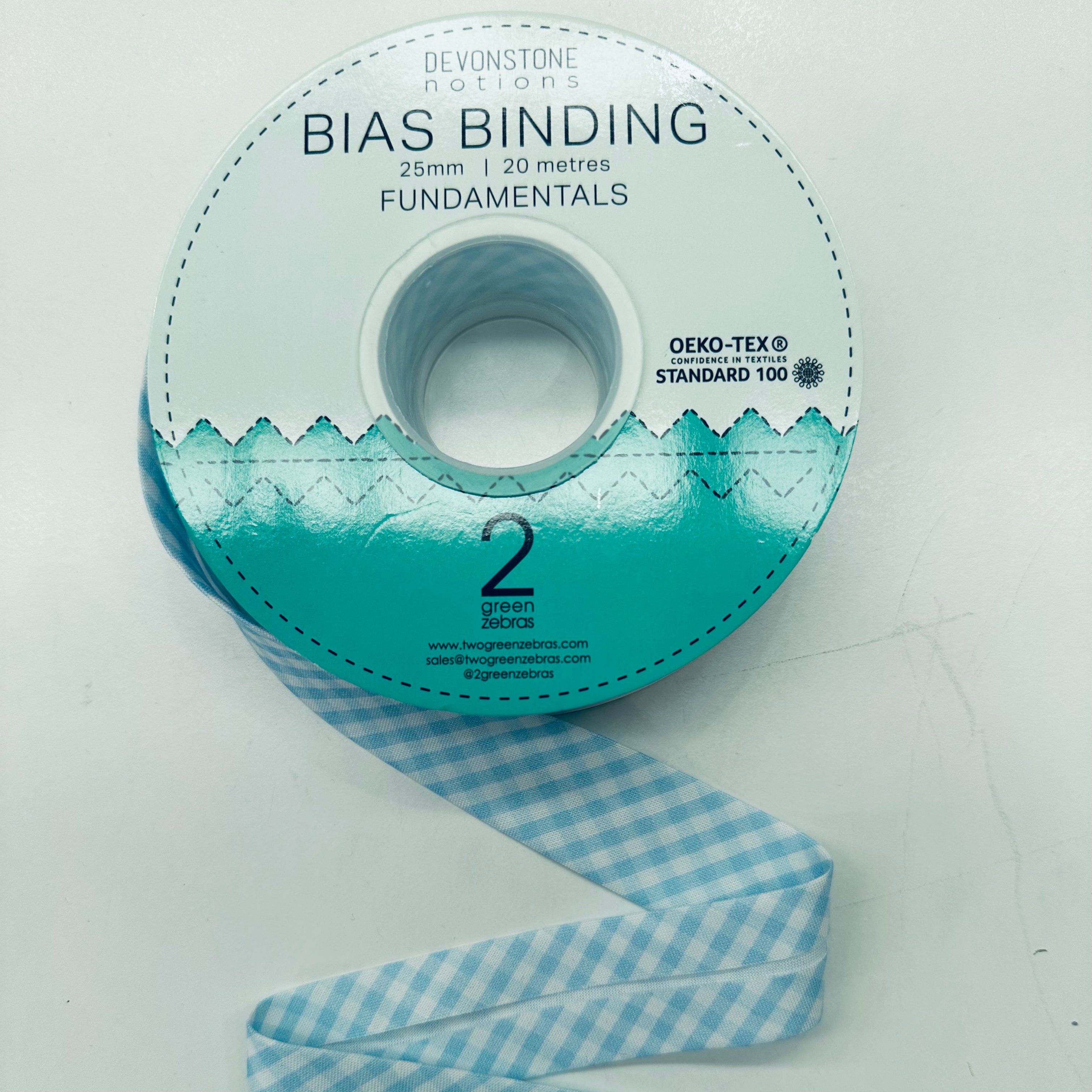 1 Inch (25mm) Partly Cloudy Check Bias Binding Tape - DVBB2950 - Perfect for Quilting, Sewing, and DIY Craft Projects