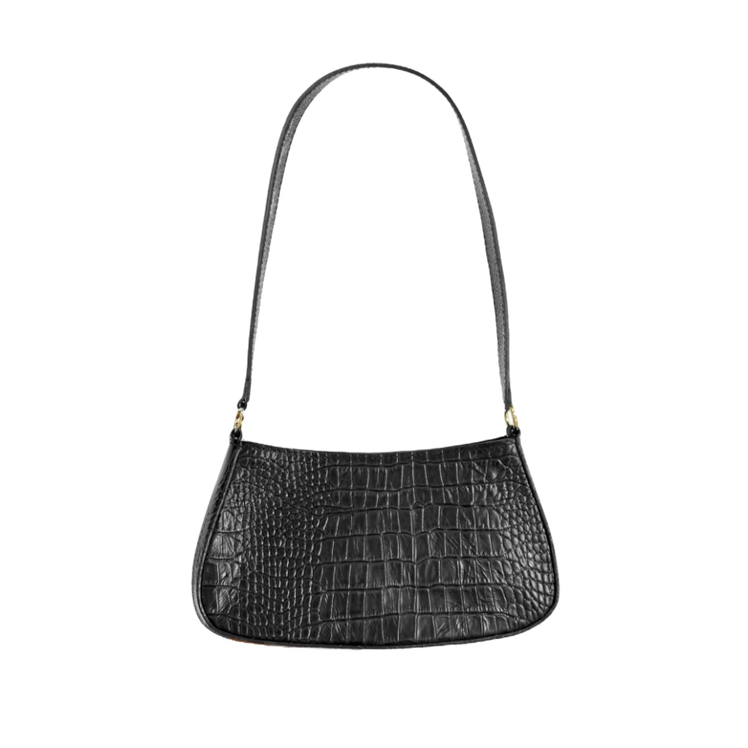 Brave Leather Stefani Handbag in Black Crocodile Embossed - Stylish Women's Crossbody Bag for Work, Travel & Evening Out