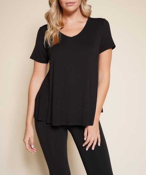 Eco-Friendly Bamboo Classic V Neck T-Shirt for Women - Soft & Breathable Casual Top for Everyday Wear, Yoga, and Travel