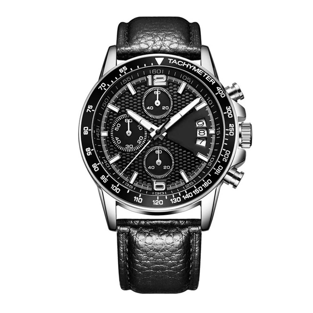 AZPINGPAN Waterproof Men's Sports Watch - Multifunction Chronograph, Analog Quartz, Military Style with Genuine Leather Strap & Large Dial | Perfect for Outdoor Activities, Gym Workouts & Casual Fashion Wear