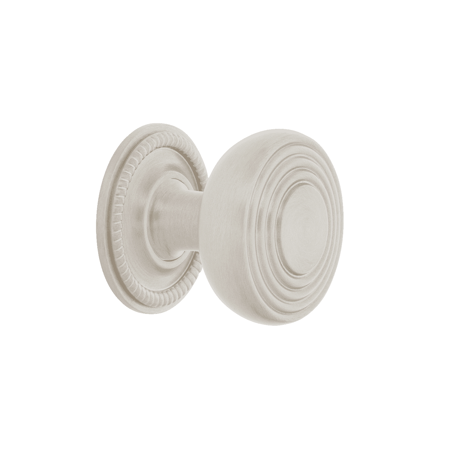 Satin Nickel Cabinet Knob - 1 3/8 Inch Decorative Brass Pull with Rope Rose Design for Kitchen Cabinets, Dressers & Furniture Hardware (Set of 10)