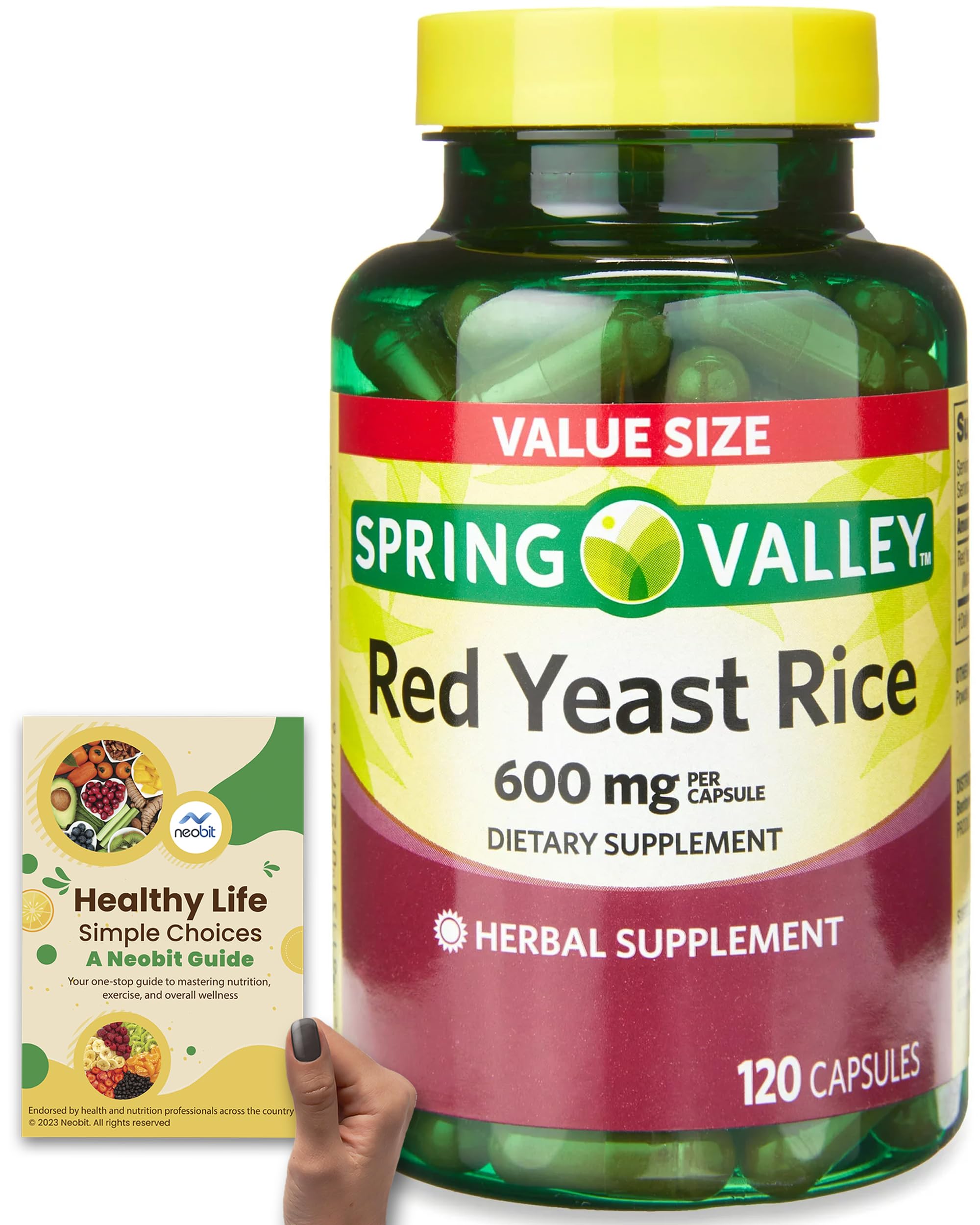 Spring Valley Red Yeast Rice Supplement 600mg - 120 Capsules for Blood Circulation & Digestive Support | Natural Wellness Formula for Heart Health & Cholesterol Management | Perfect for Daily Wellness Routine & Active Lifestyle