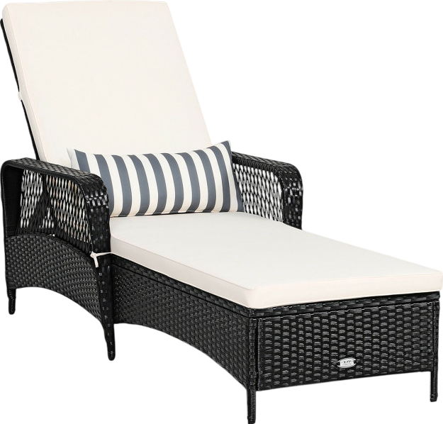 Costway Outdoor Wicker Chaise Lounge Chair with Adjustable Backrest & Thick Cushion - Patio Furniture for Poolside, Garden, and Backyard Relaxation